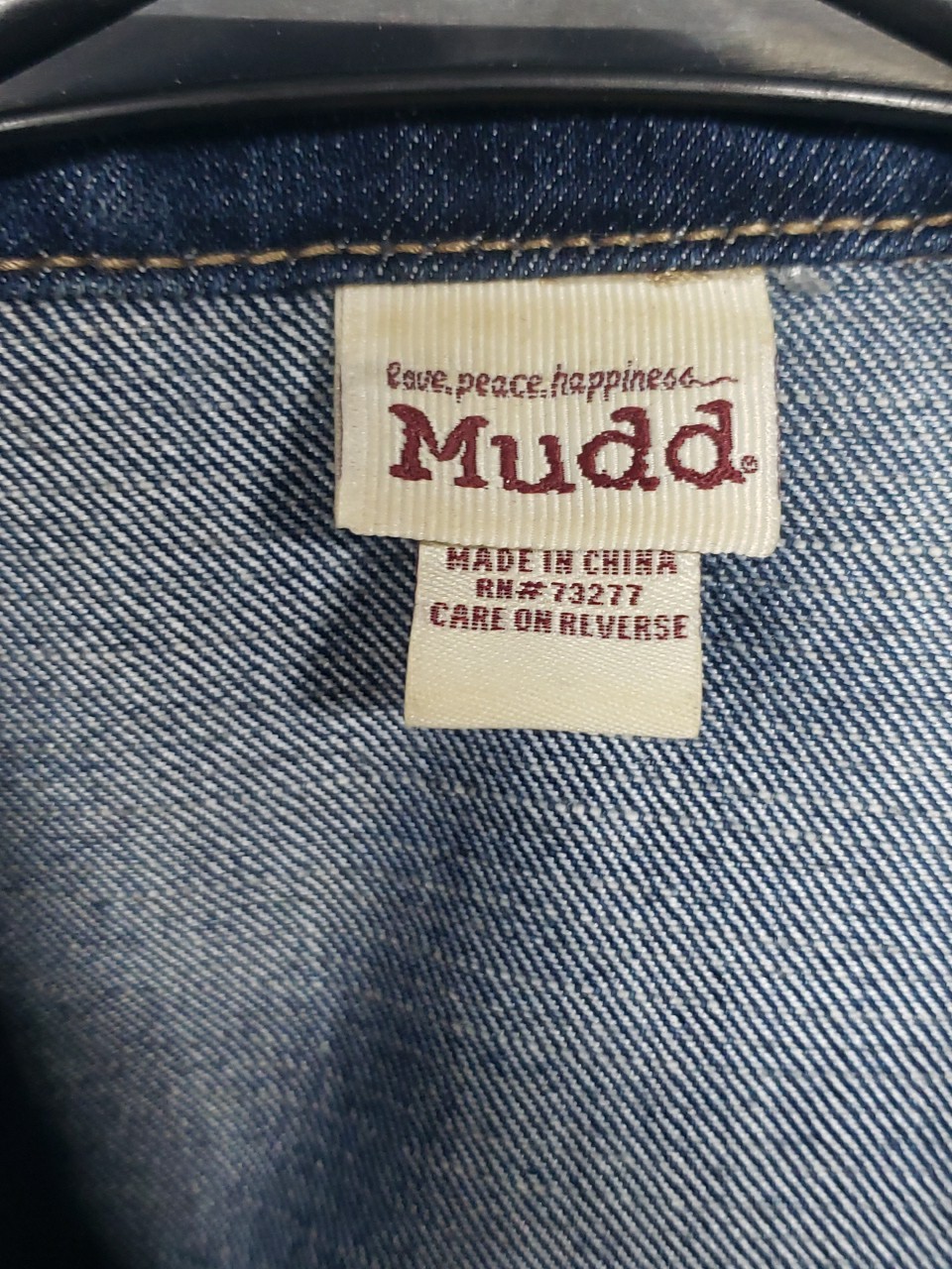 Mudd Women’s Denim Half Jacket Distressed Trucker Blue Cotton Blend Medium C12