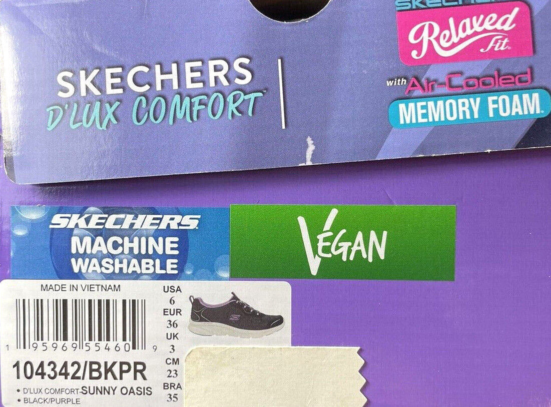 Skechers / Delux Comfort / SUNNY OASIS / Memory Foam / BLACK-PURPLE / Reg $75