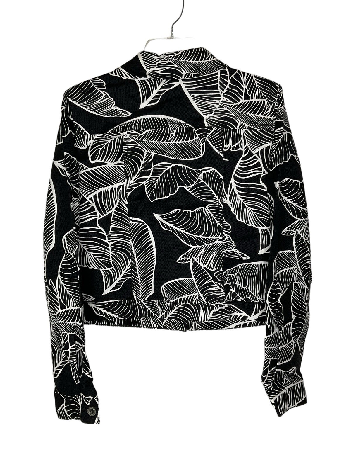 Dennis Basso Jacket Linen Blend Button-Front A395902 Black Floral Size 8 NEW