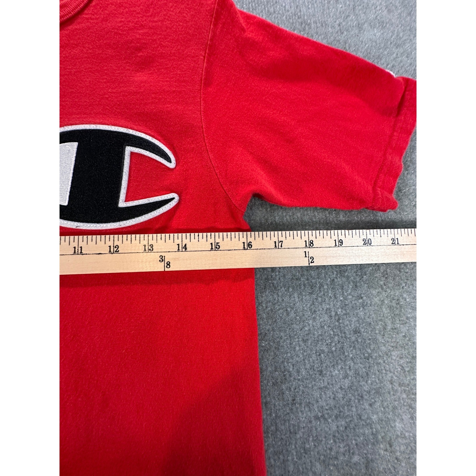 Champion Mens Red Big C Logo Chenille Patch Short Sleeve T-Shirt GT19 Small