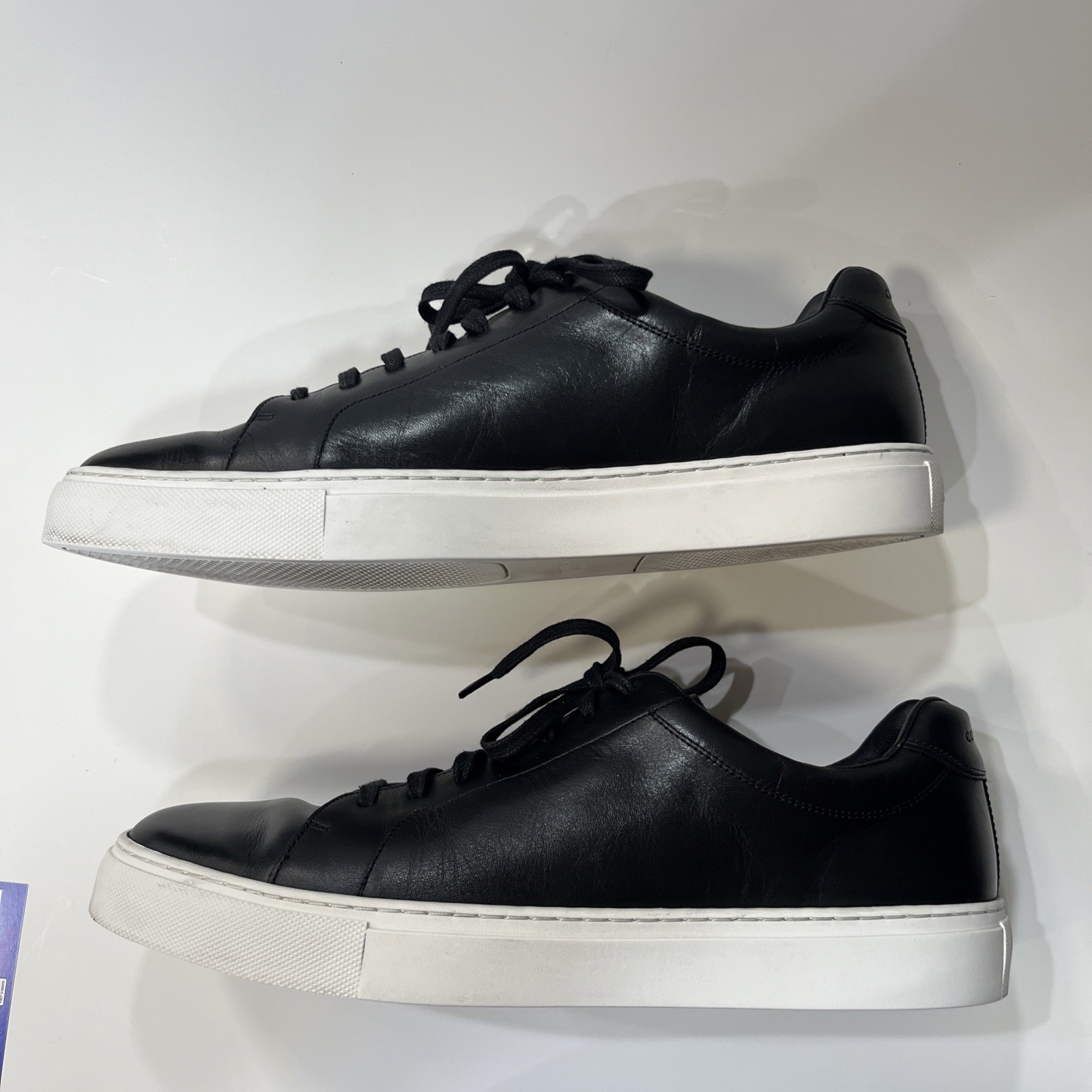 Cole Haan Men’s Leather Lace-Up Casual Sneakers Black/White, US 13 M