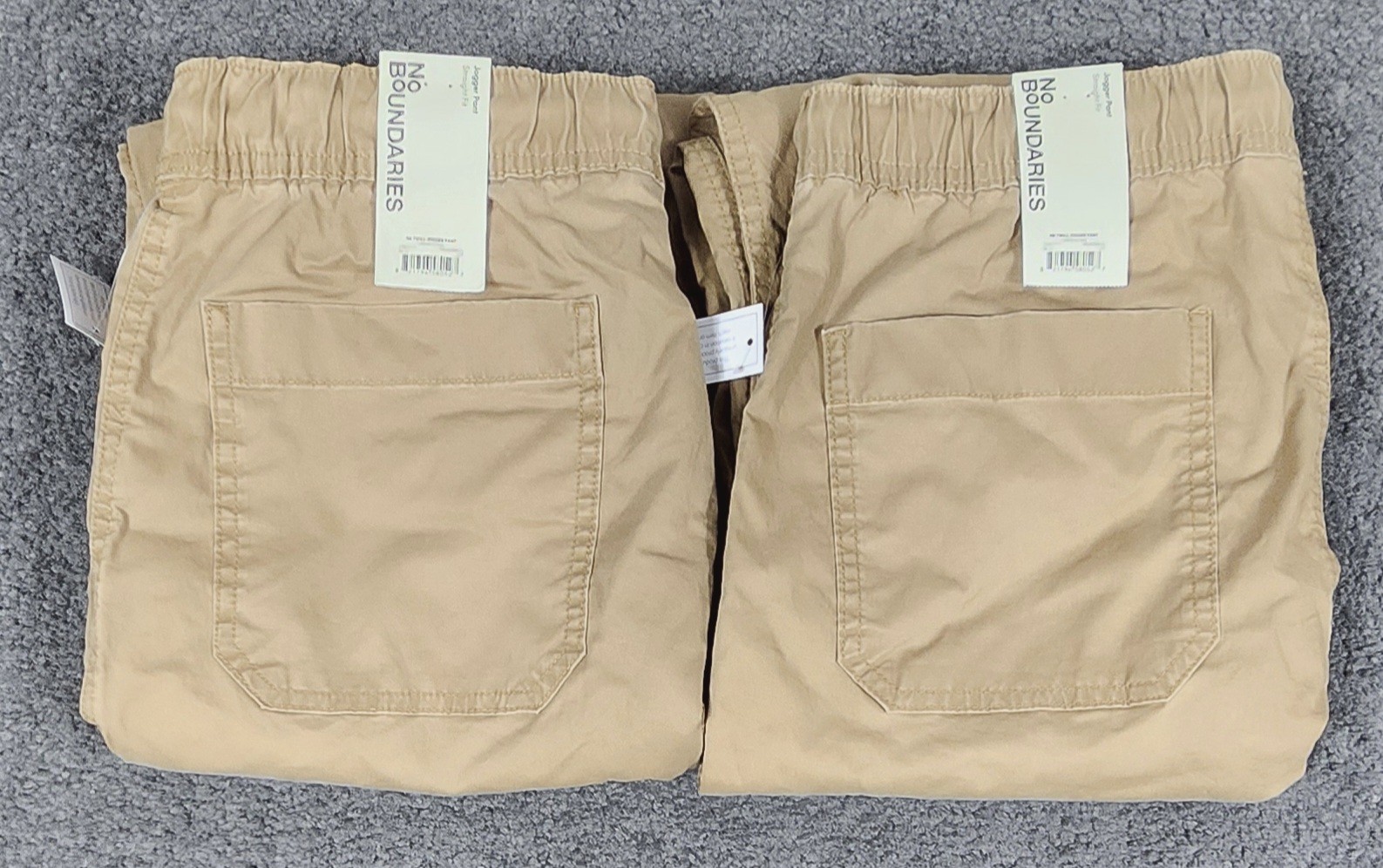Men’s Jogger Pants Size S 28-30 Khaki “2 PACK” Twill Elastic Waist No Boundaries