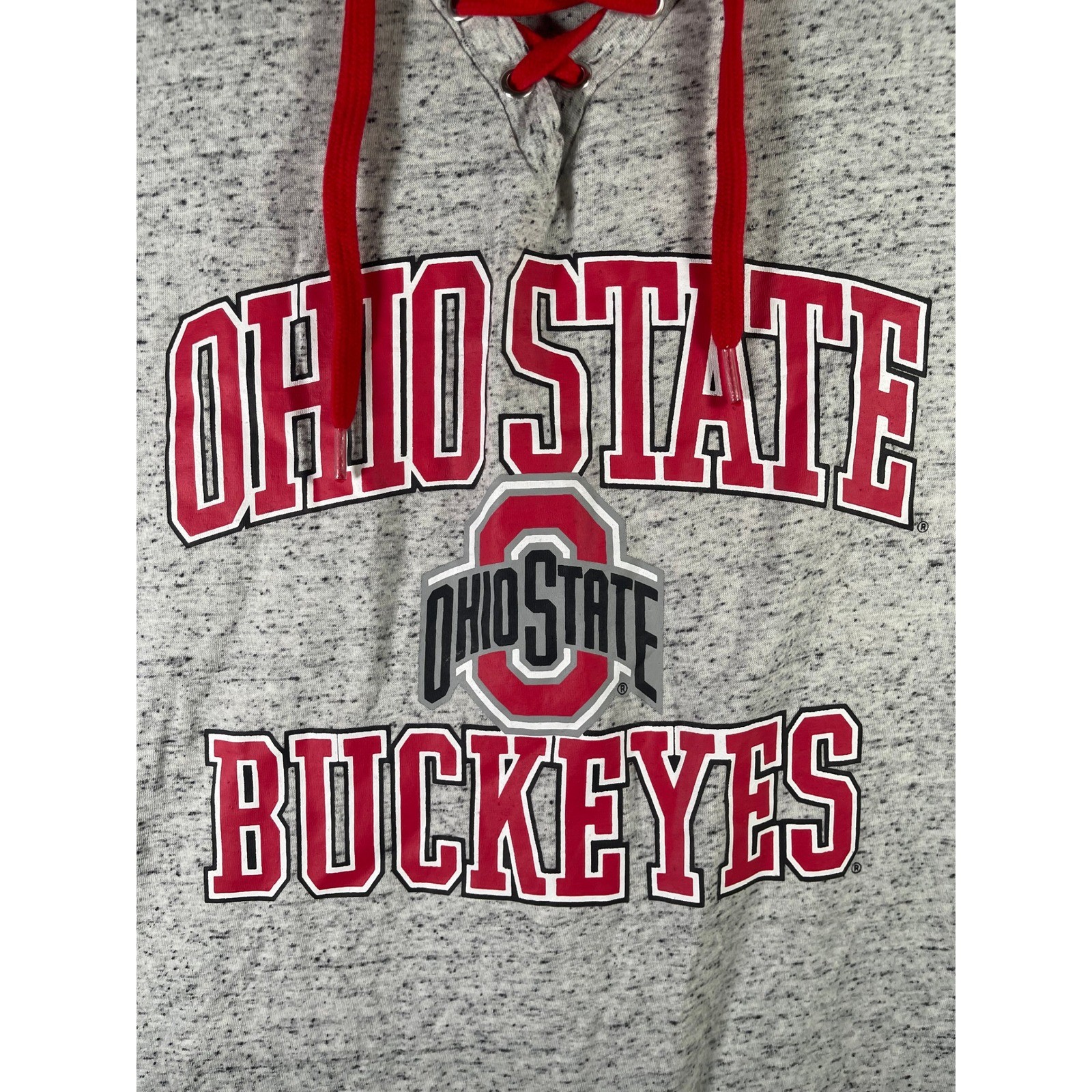 Profile Varsity Ohio State Buckeyes Lace Up T-Shirt Womens Plus 1X Grey Red