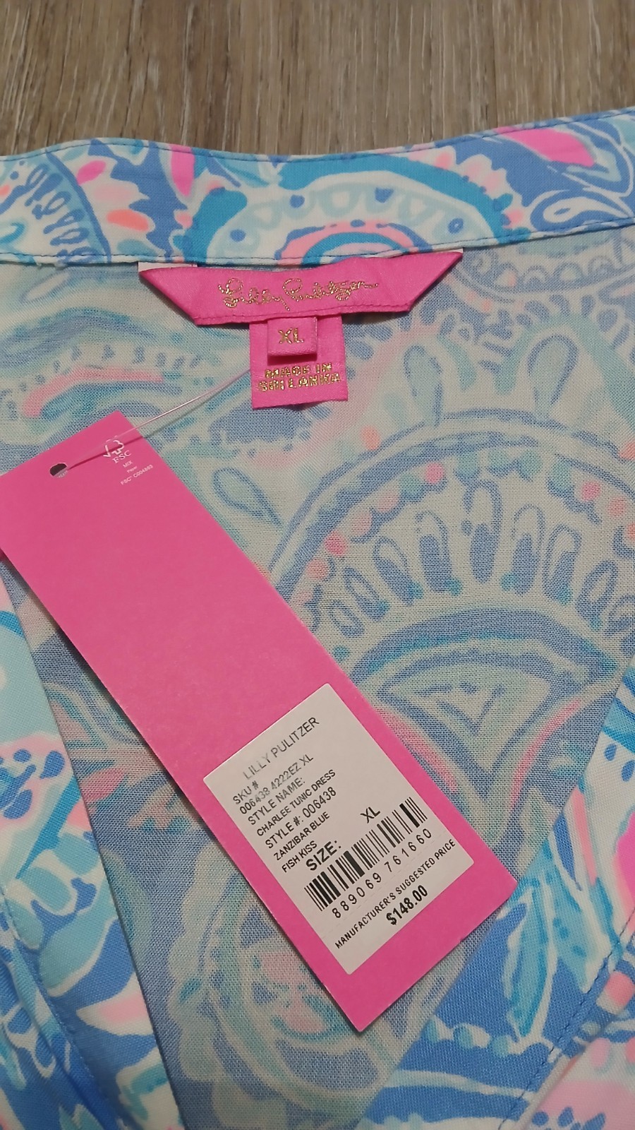 Lilly Pulitzer Charlee Tunic Dress Blue Fish Kiss XL paisley beach vacation NWT