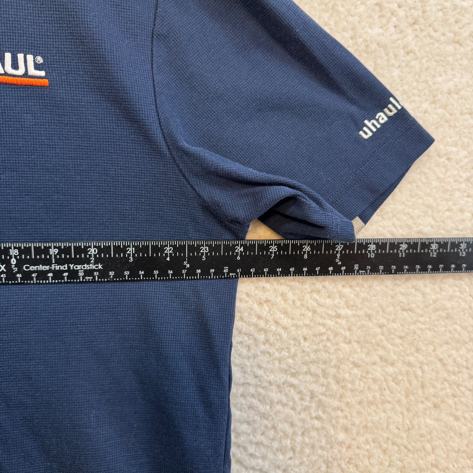 U-Haul Polo Shirt Large XL Mens Navy Blue Employee Work Uniform Reflective