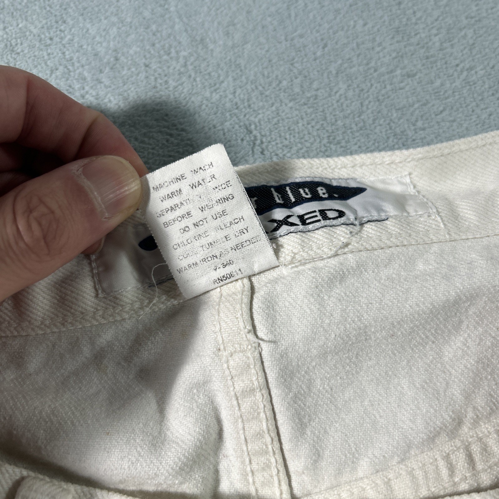 Y2K 2000s Anchor Blue Relaxed White Jeans 36×32 Baggy Hamilton Baggie Loose VTG
