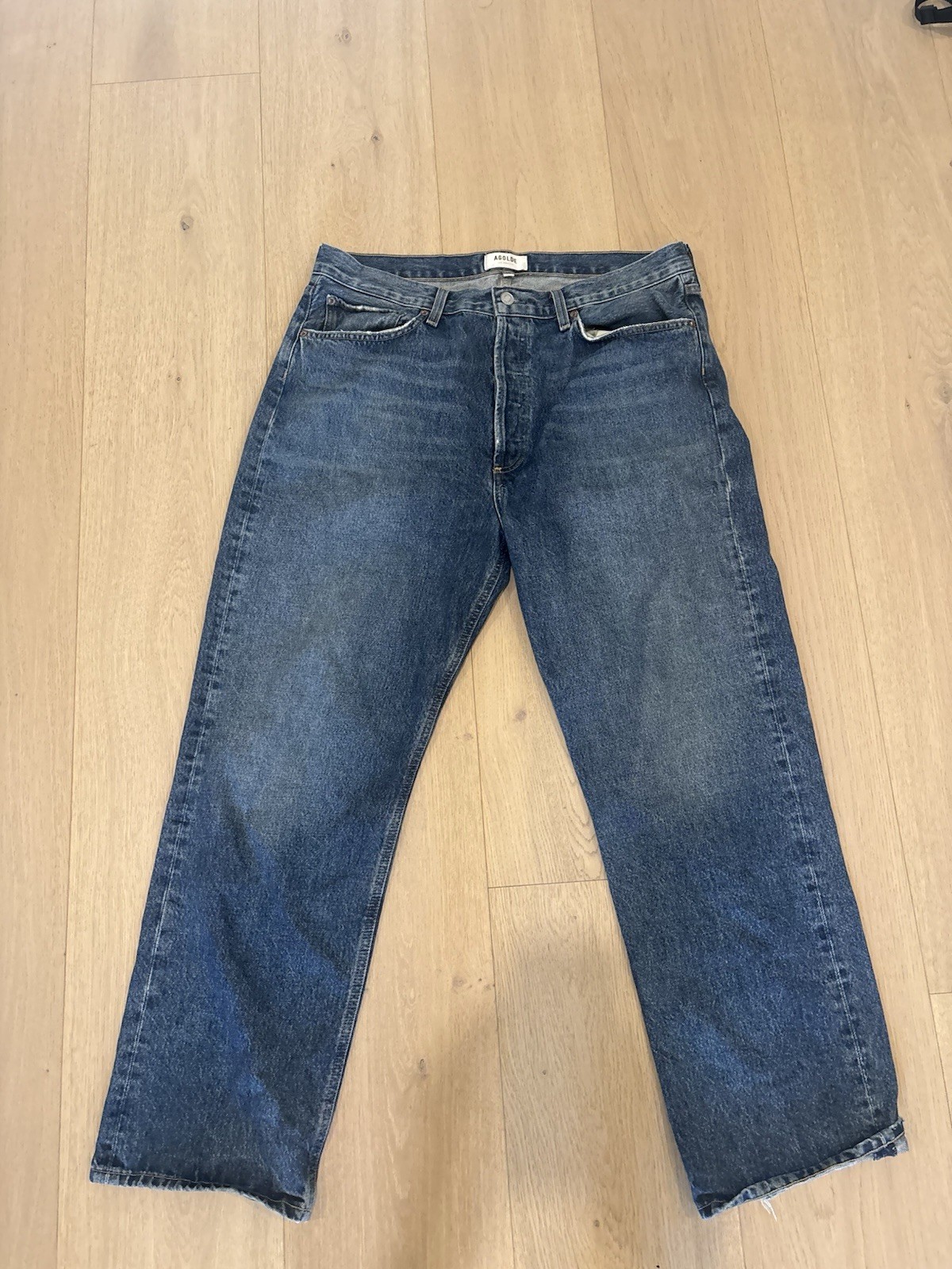 AGOLDE Men’s Blue Medium Wash Straight Leg Denim Jeans 5-Pocket Size 34