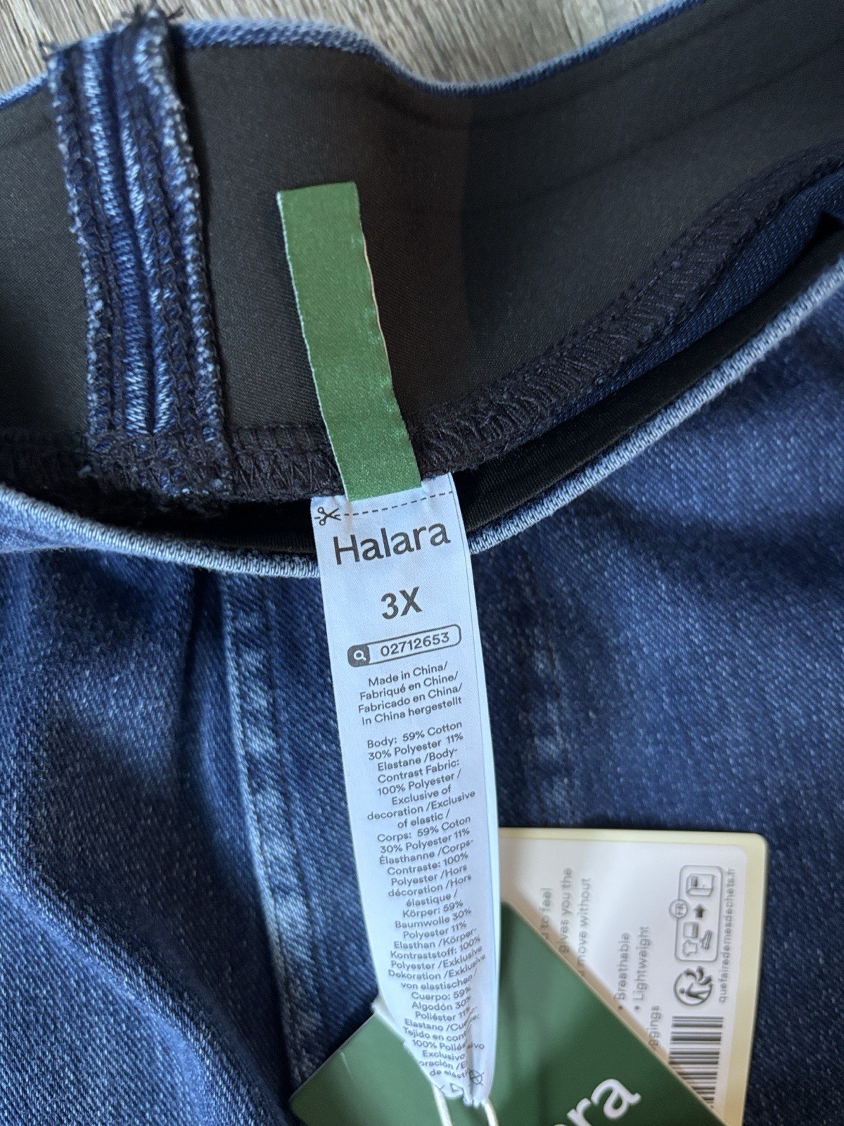 NWT HALARA Blue Women’s Cargo Pull On Flex Straight Denim Jean Pants 3X Stretch