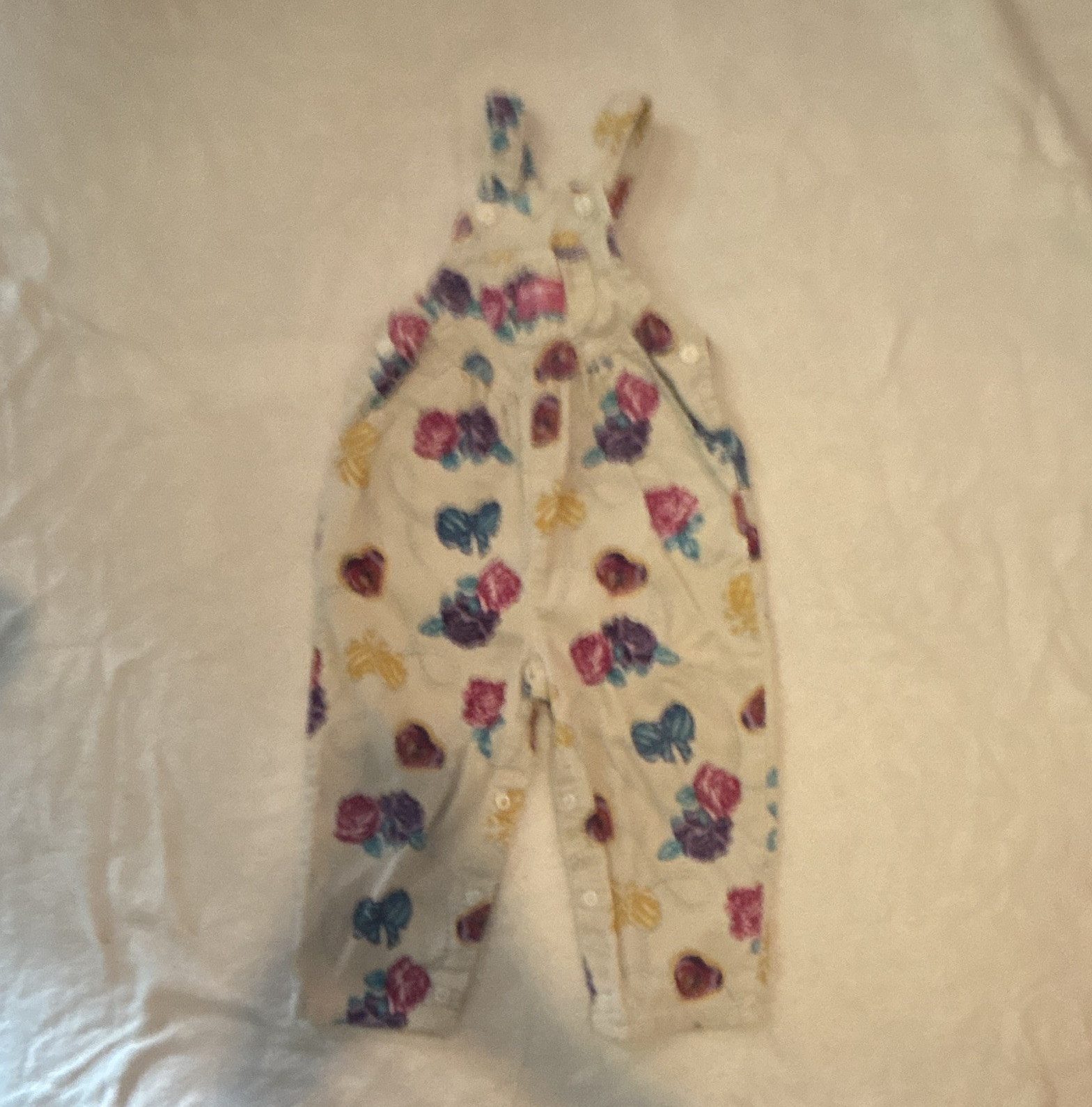 OshKosh B’gosh Vintage Girls 2T Floral Corduroy Overall One-Piece