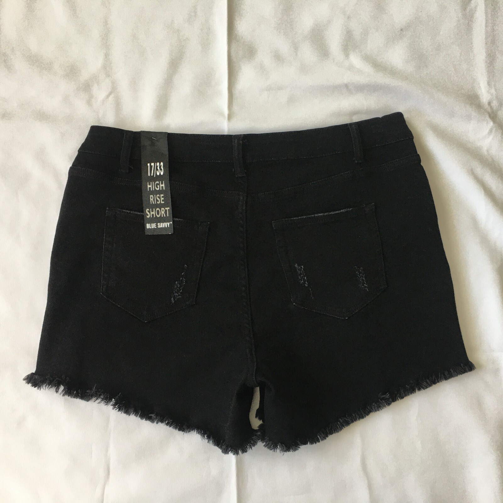 Distressed Womens Black Denim Short High Rise 17 33 Blue Savvy Pockets Stretchy