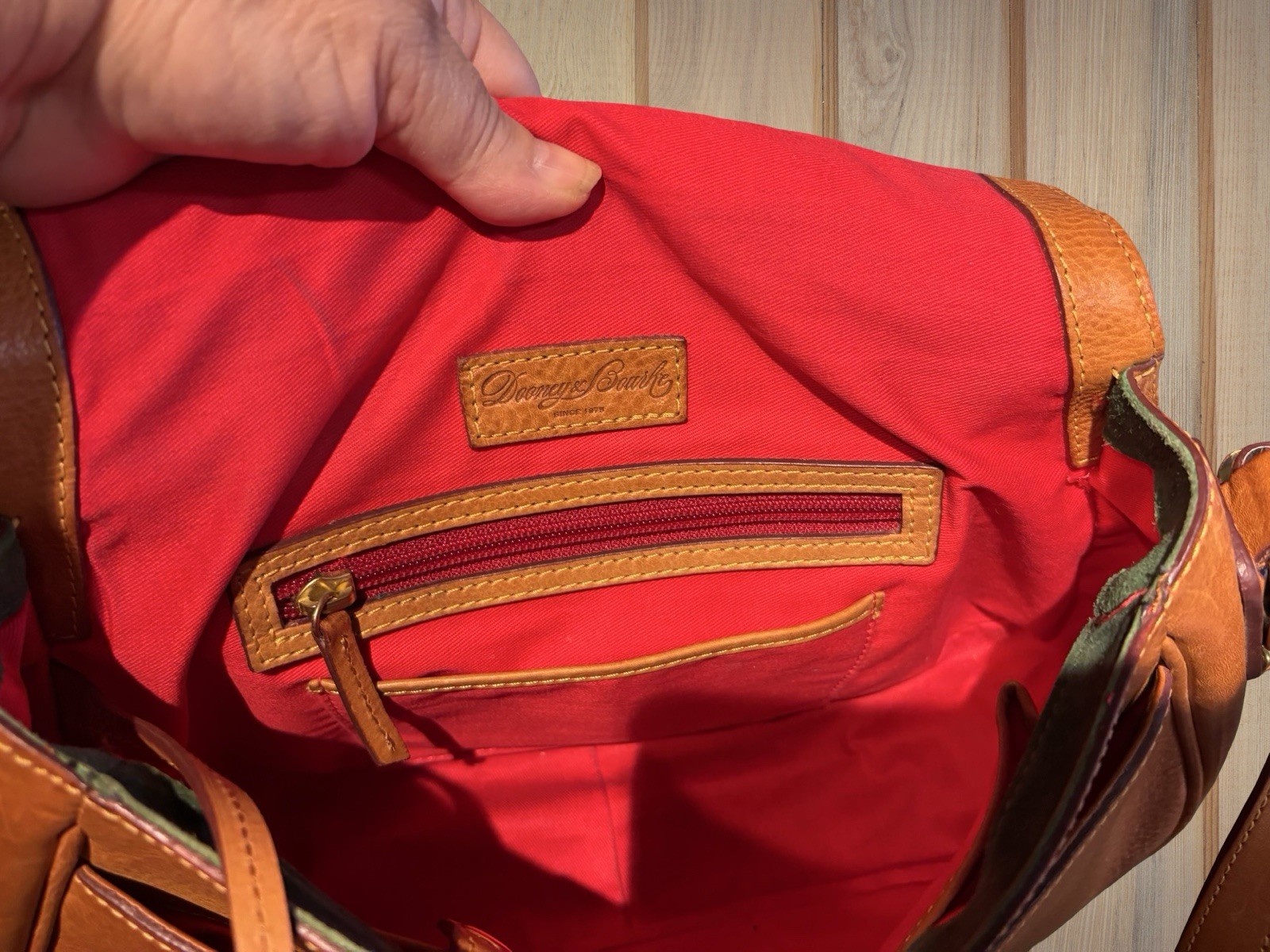 Dooney Bourke Brown Florentine Vacchetta Leather Saddle Messenger Shoulder Bag