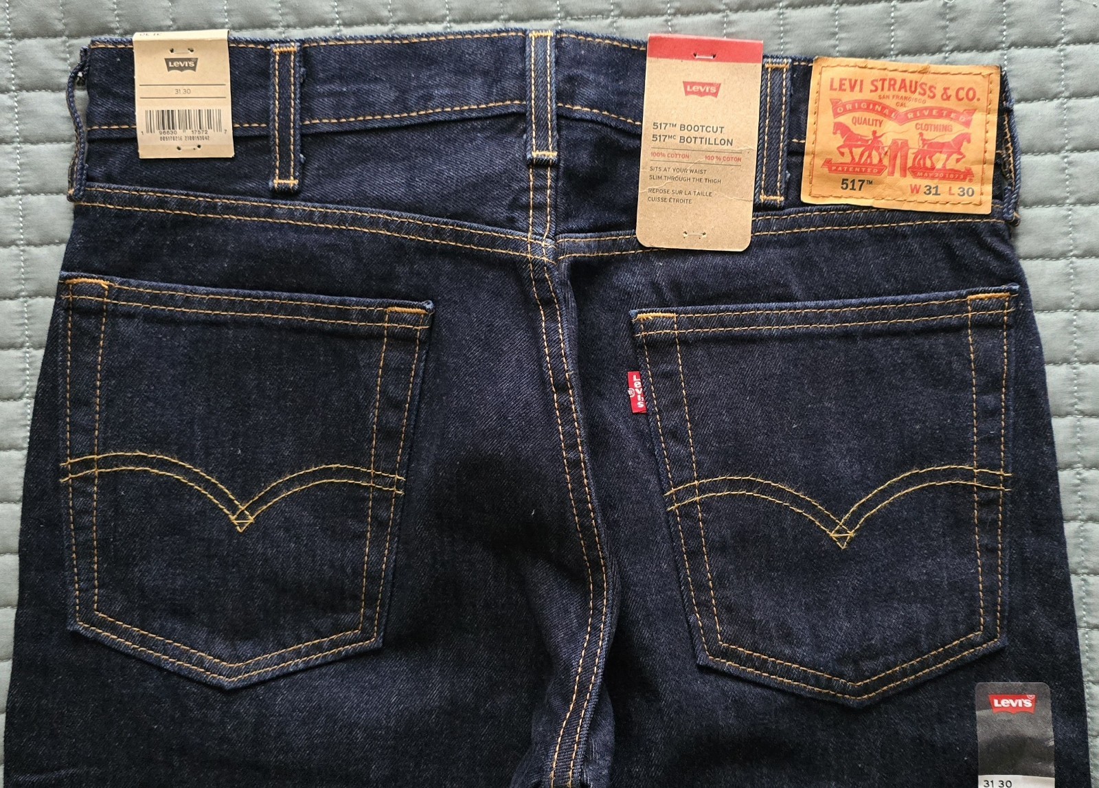 NWT Levi’s 517 Bootcut Jeans Mens 31×30 Blue Dark Wash Demin Cotton Western NEW