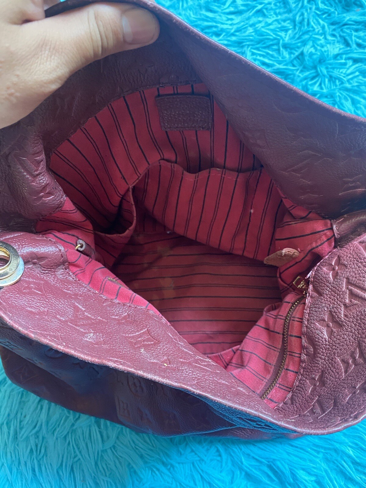 Louis Vuitton Burgundy Artsy Empreinte MM Leather Purse Bag *Needs Repair*