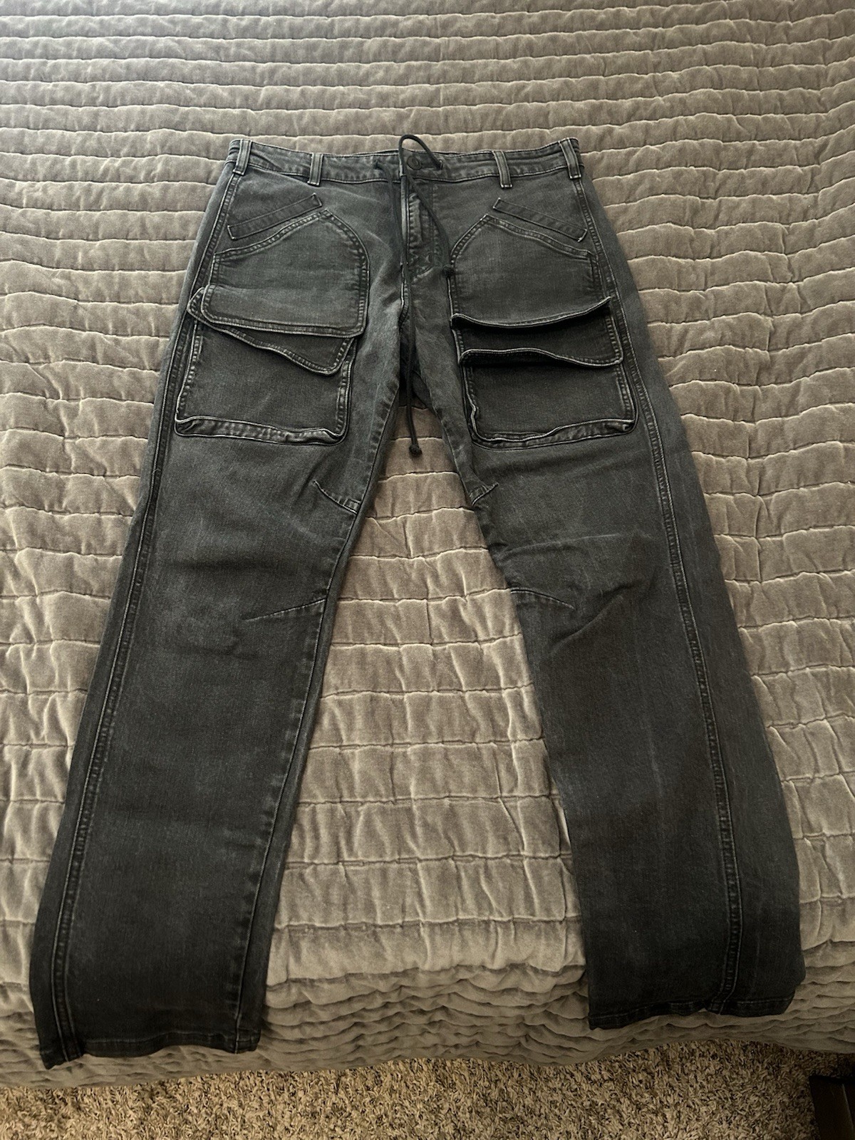 Hudson Men’s Black Dark Wash Slim Denim Jeans 5-Pocket Button Logo Cotton