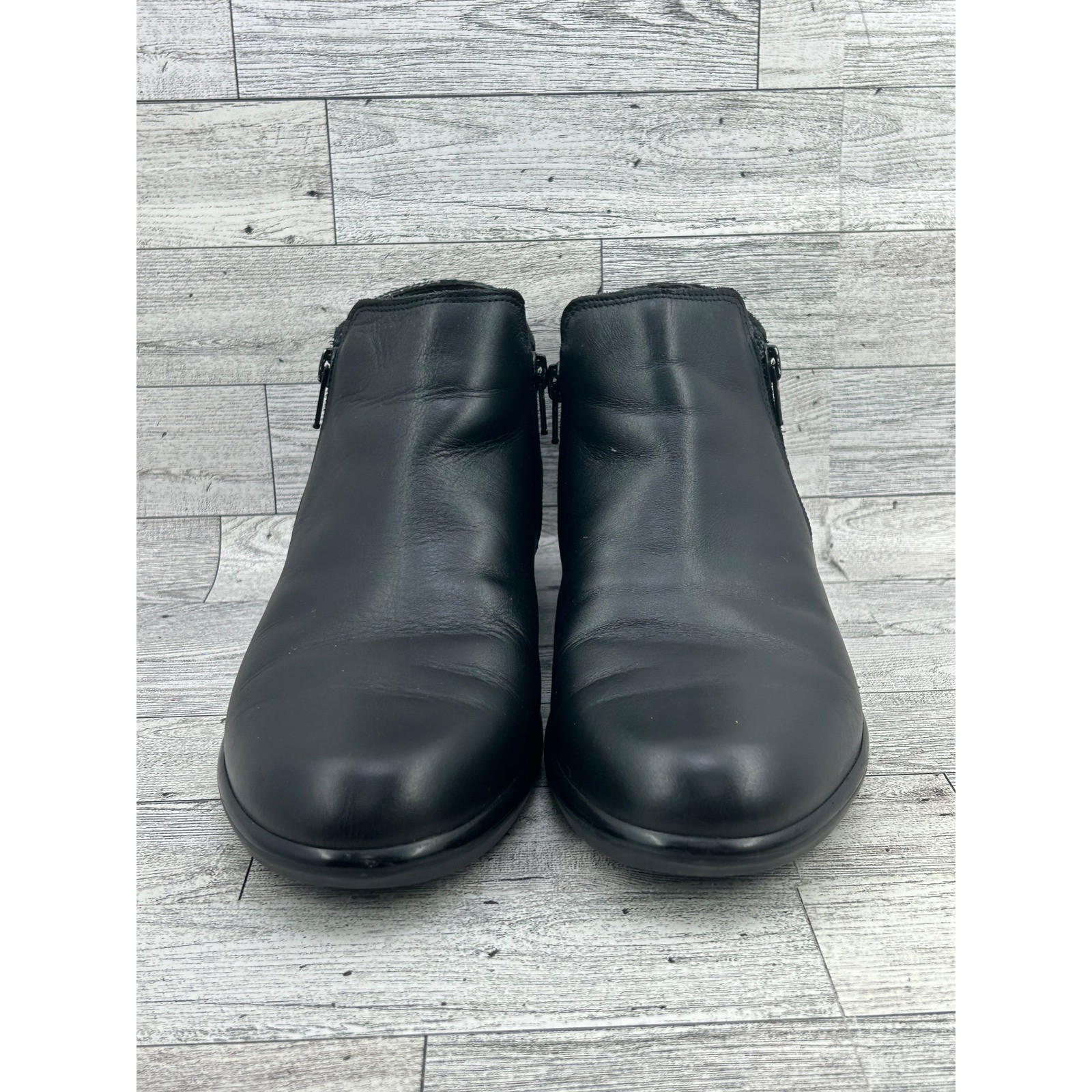 Naot Black Leather Suede Dual Zip Ankle Boots Women Size EU 40 US 9-9.5