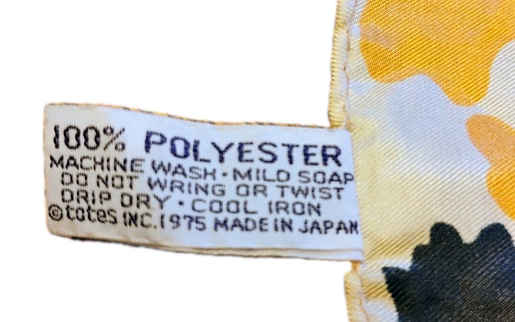 VTG “Totes” Rain Repellent Black, Orange, Yellow & Tan Abstract Floral Scarf