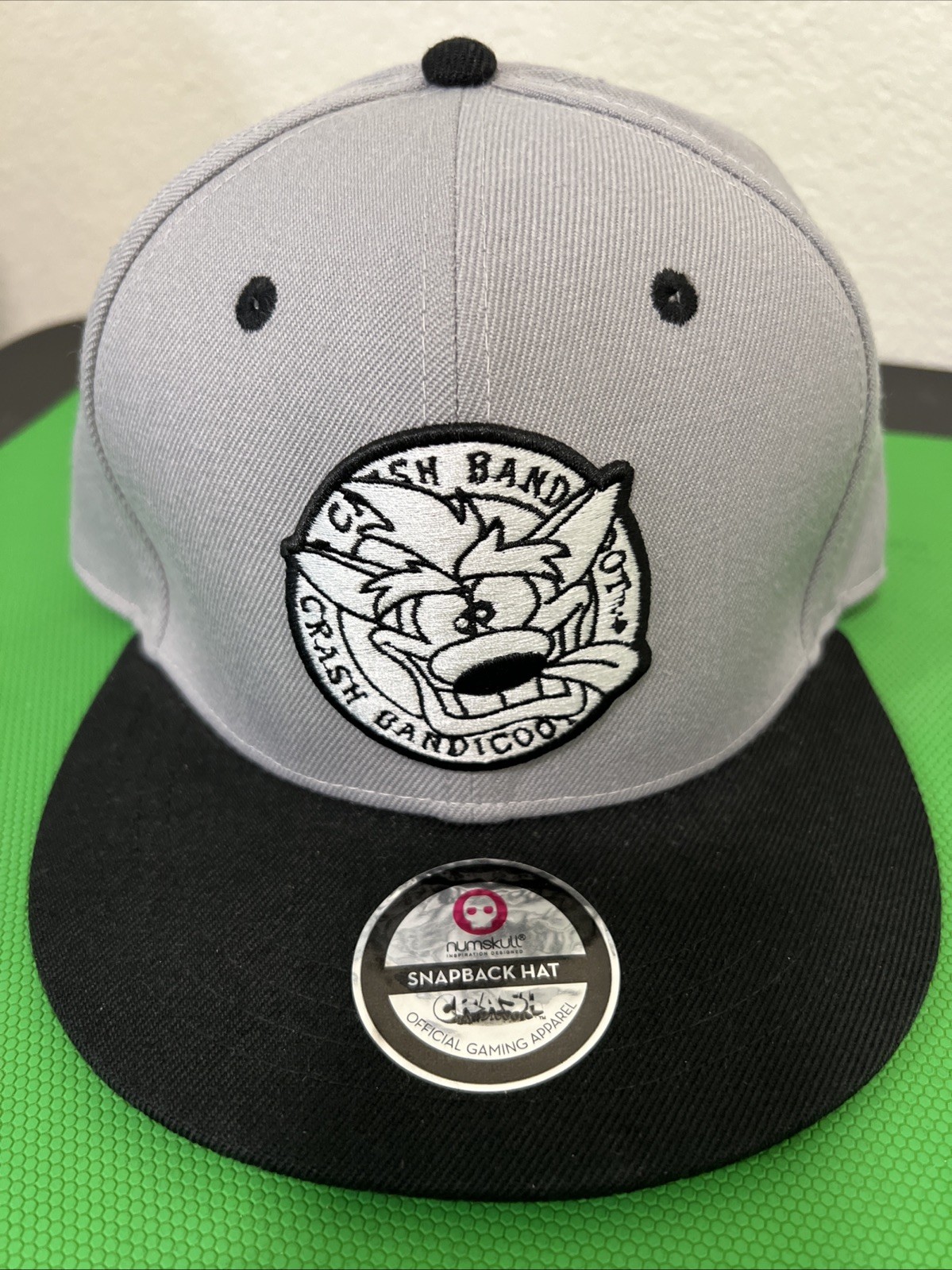 Crash Bandicoot Snapback Hat Gray One Size Adjustable Embroidered Num Skull New