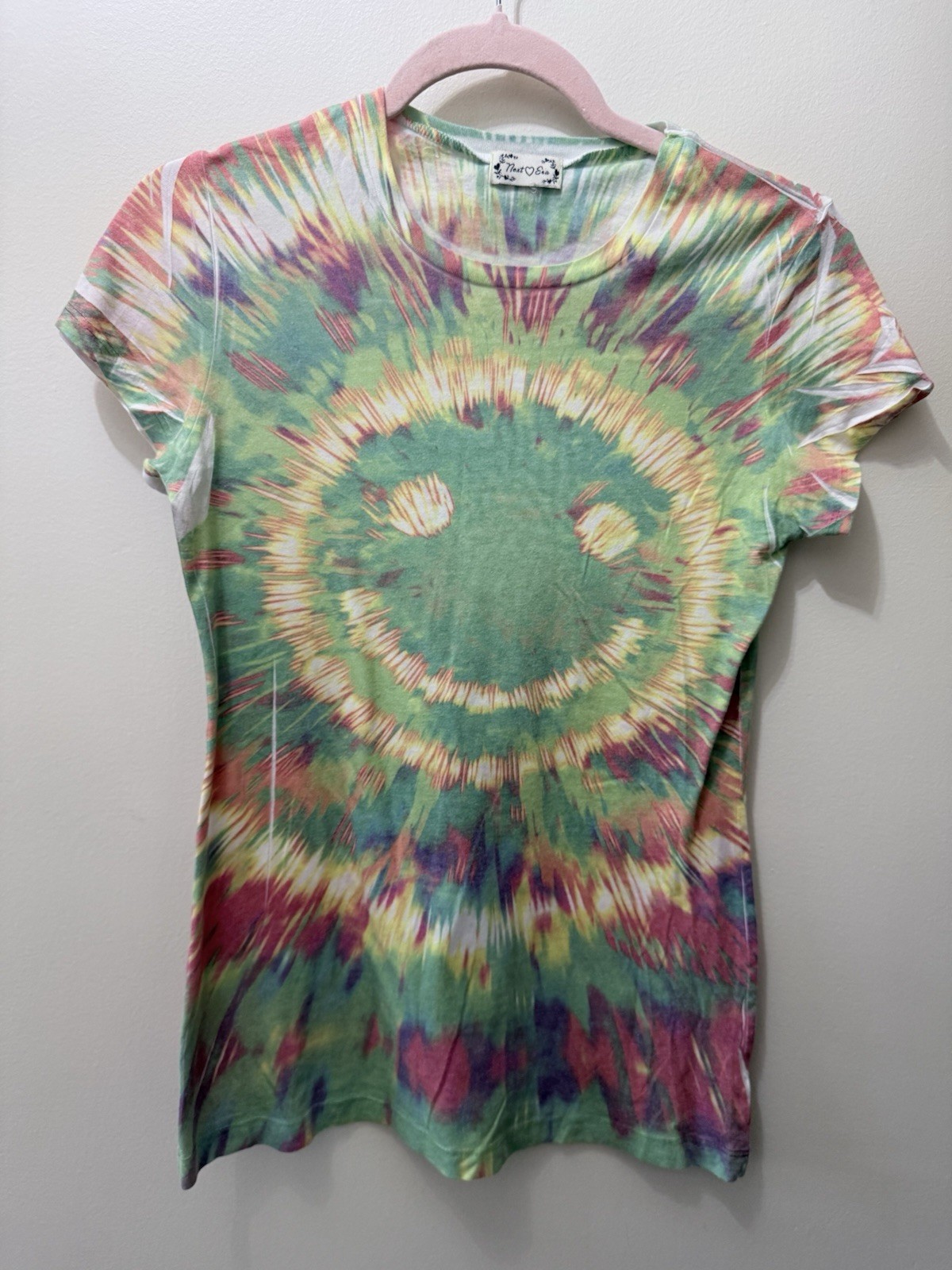 Vintage Y2K Next Era Tie Dye Smiley Colorful Hippie Retro Gay Graphic T Shirt L