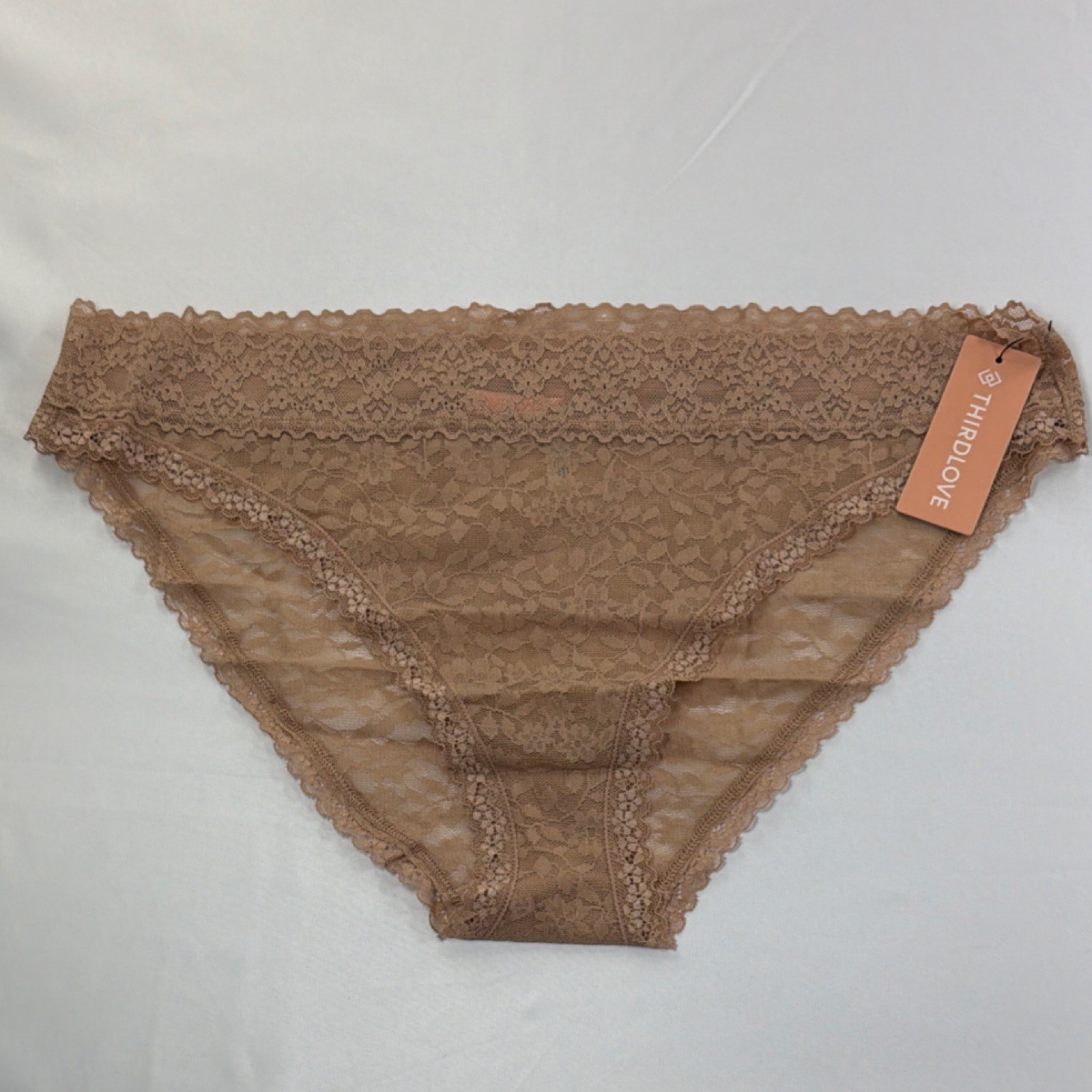NWT ThirdLove Lace Floral Panties XL Beige Stretch Nylon