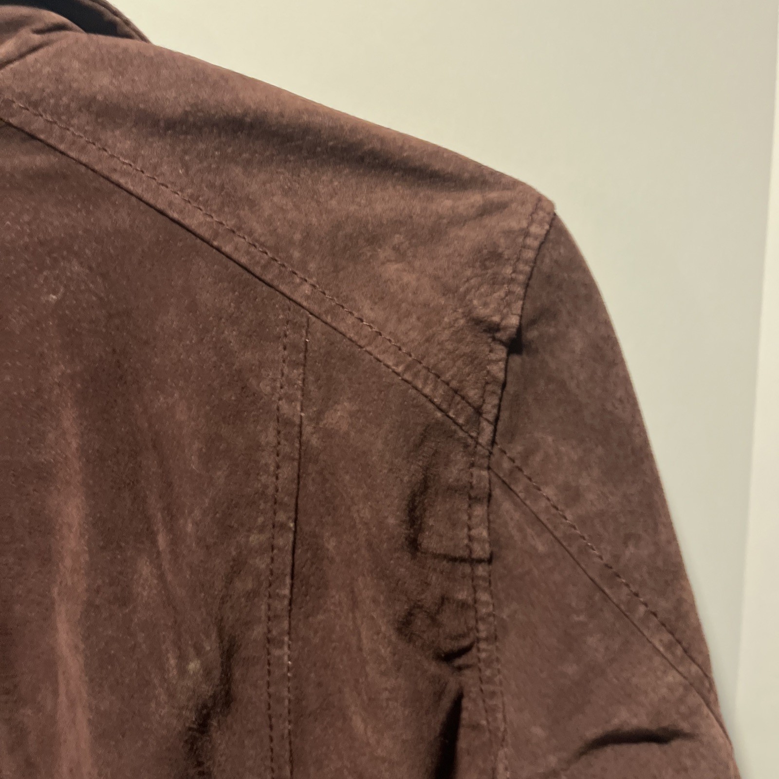 Blank NYC 100% Vegan Suede/Leather Moto Jacket-Womens L-Maroon/Brown-Full Zip