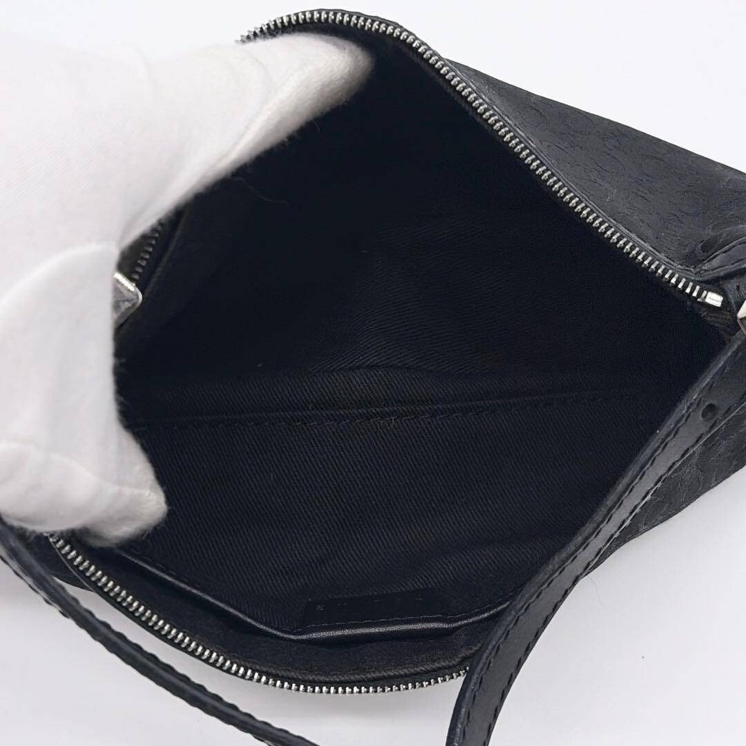 CELINE Shoulder Bag Pouch Pochette C Macadam Black Vintage Authentic From Japan