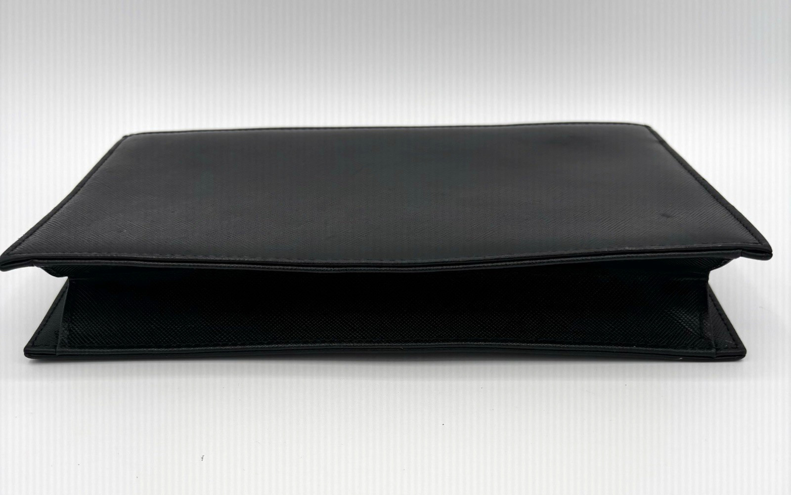 Yves Saint Laurent Clutch Bag Leather Black YSL Authentic 0049