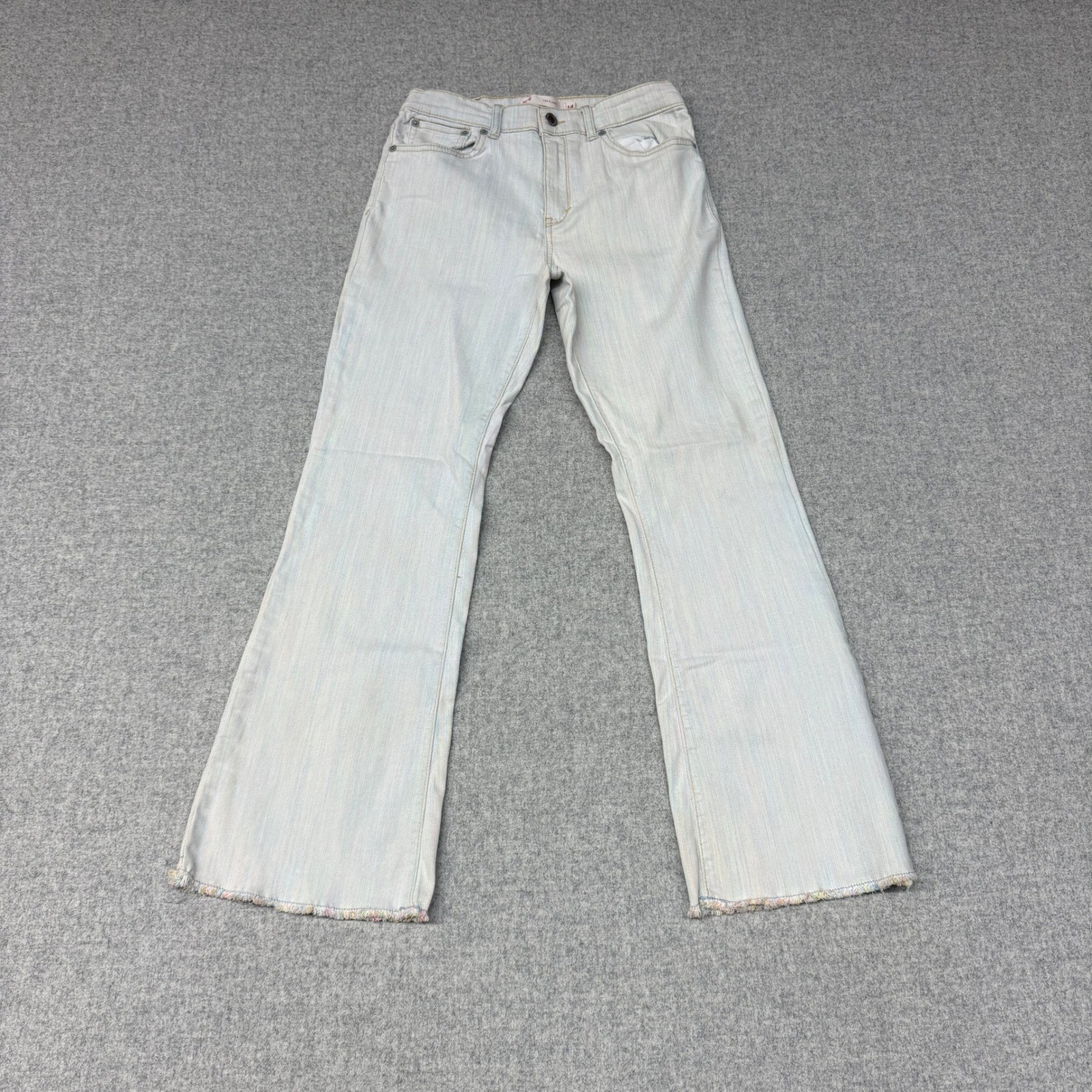 Levi’s 726 Flare Jeans Girls Size 14 Regular Light Wash Multi-Color Frayed Hem