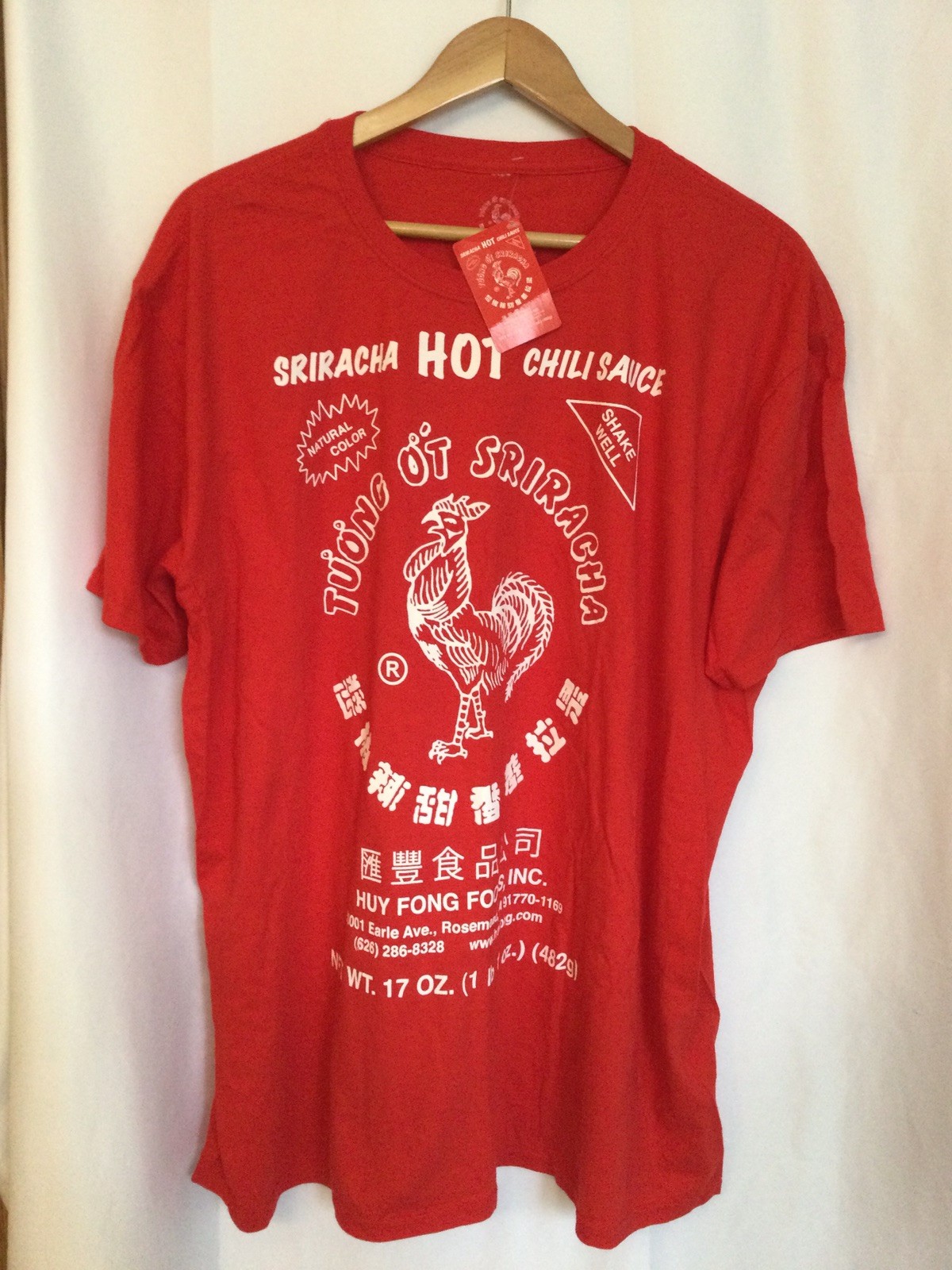 NWT Sriracha T-Shirt XXL/ 2X Huy Fong Foods Hot Chili Sauce Tee Red