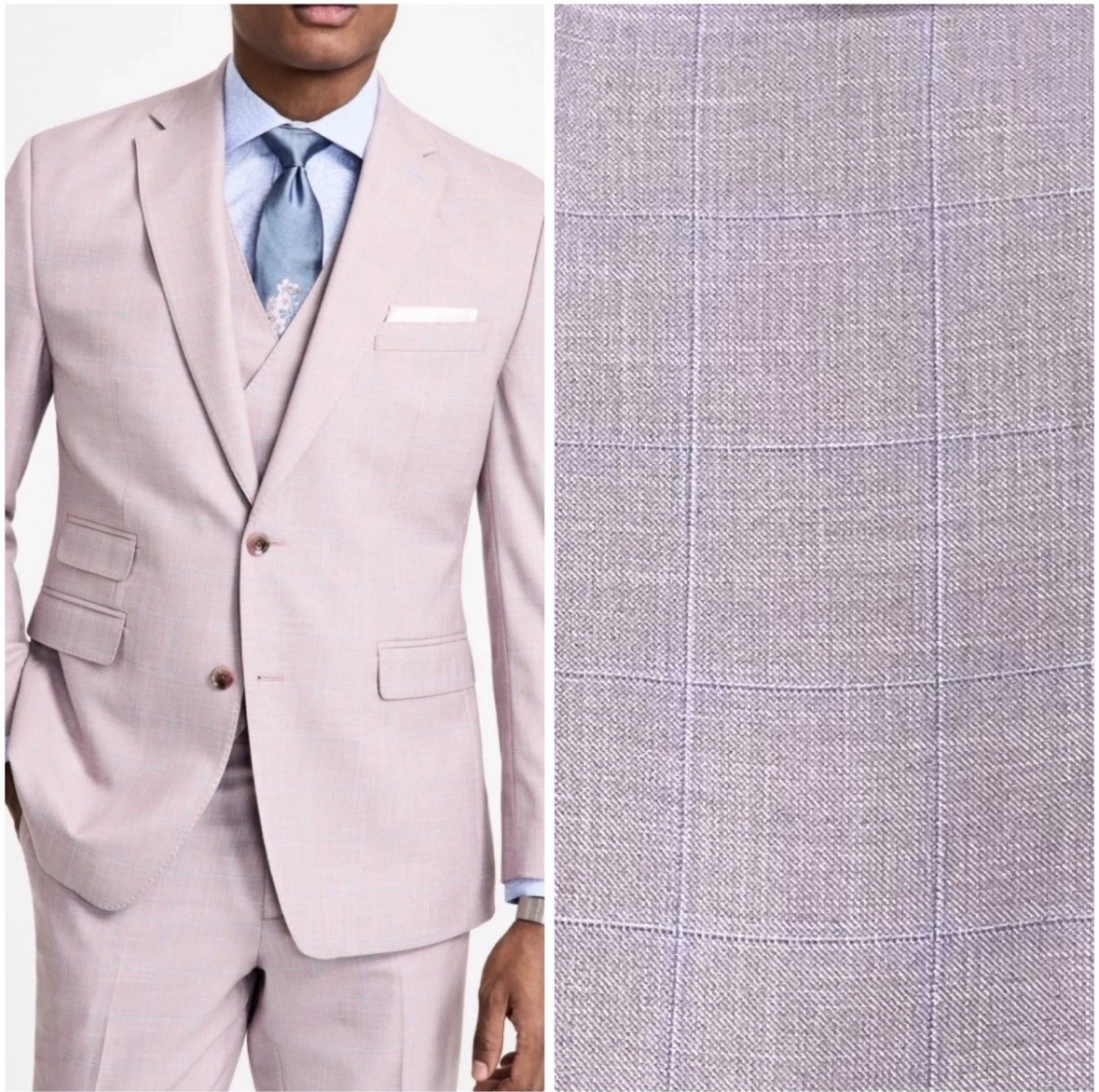 Tayion 42S Mens Regular fit Suit Jacket Blazer Pink Blue Check Plaid New NWT