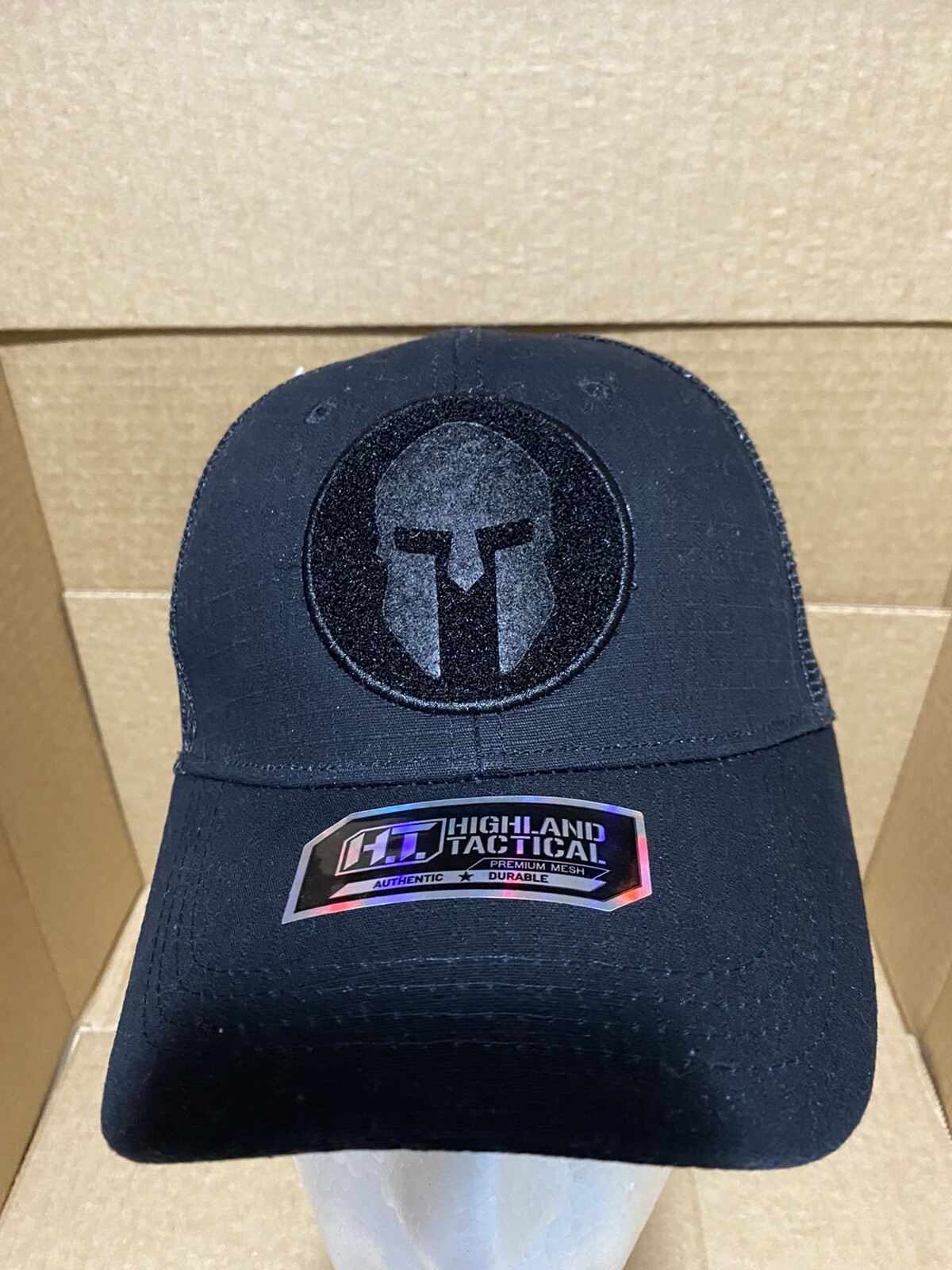 Highland Tactical Hat Black With Spartan Logo Black