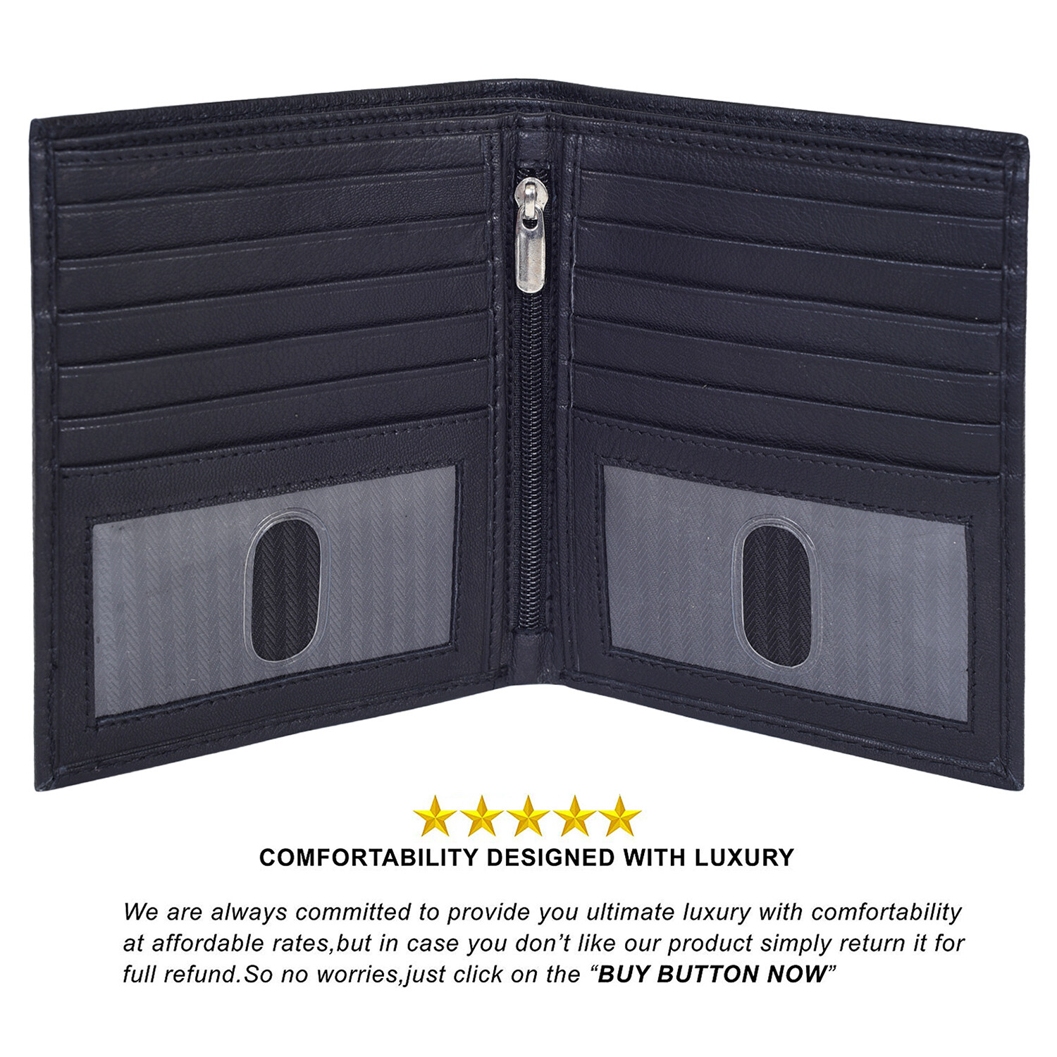 Leatherboss Genuine Leather Men RFID Slim Hipster Credit Card Bifold Wallet