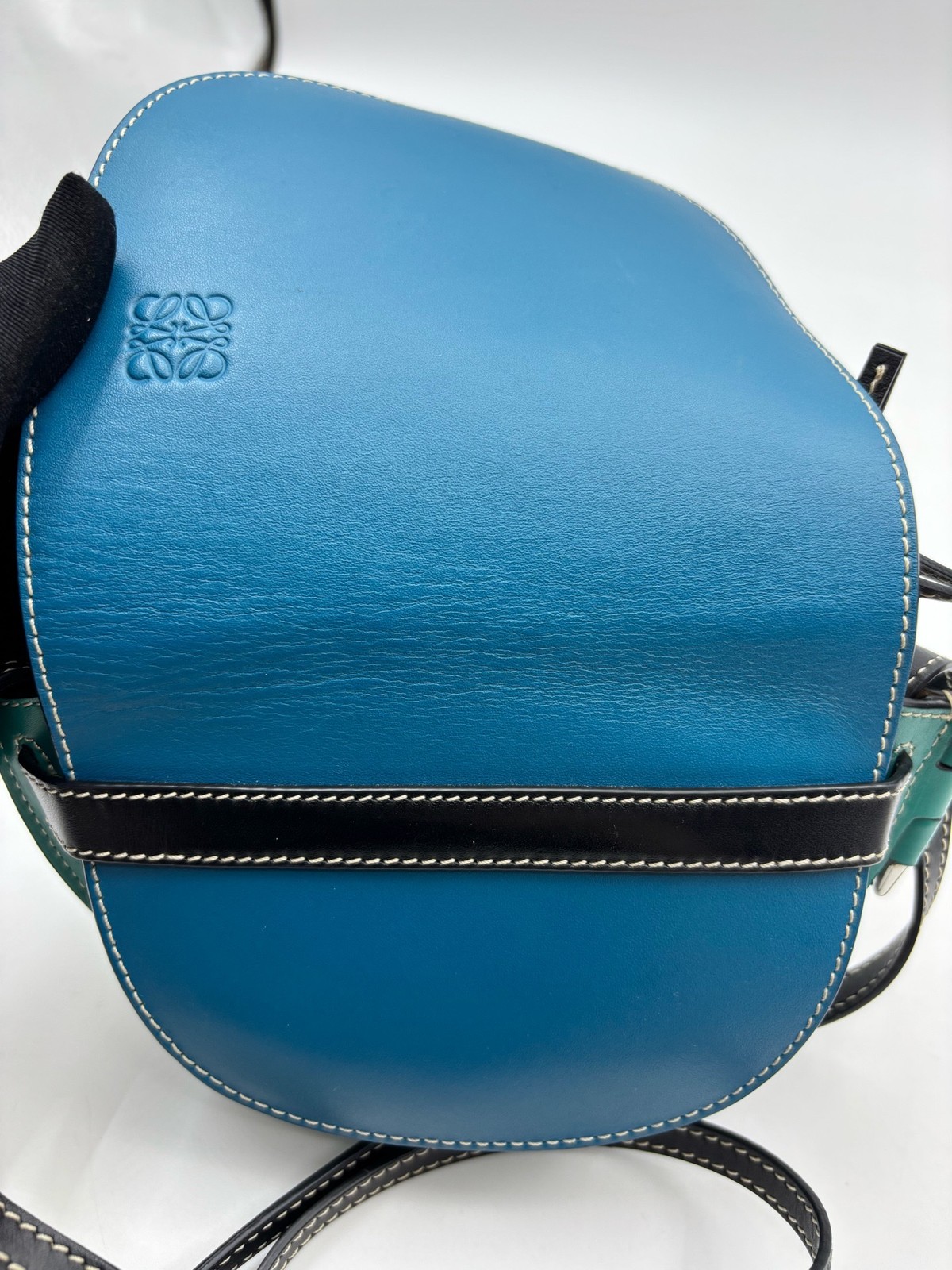 Loewe Pre-Owned Authentic Gate Saddle Bag Blue 13*8*11cm