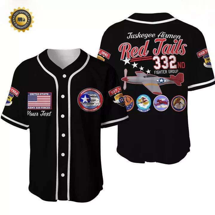 Tuskegee Airmen Red Tails AdultYouth Baseball Jersey Shirts