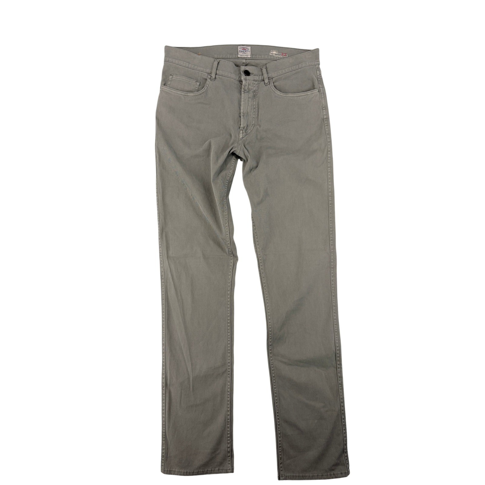 Faherty Mens 32 Organic Cotton 5-Pocket Pants Sage Green Slim Straight Stretch