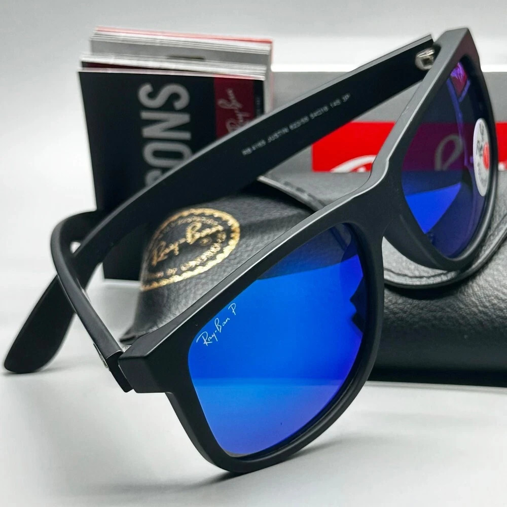 54mm Ray-Ban RB4165 622/55 Justin Black Frame Blue Polarized Lenses Sunglasses