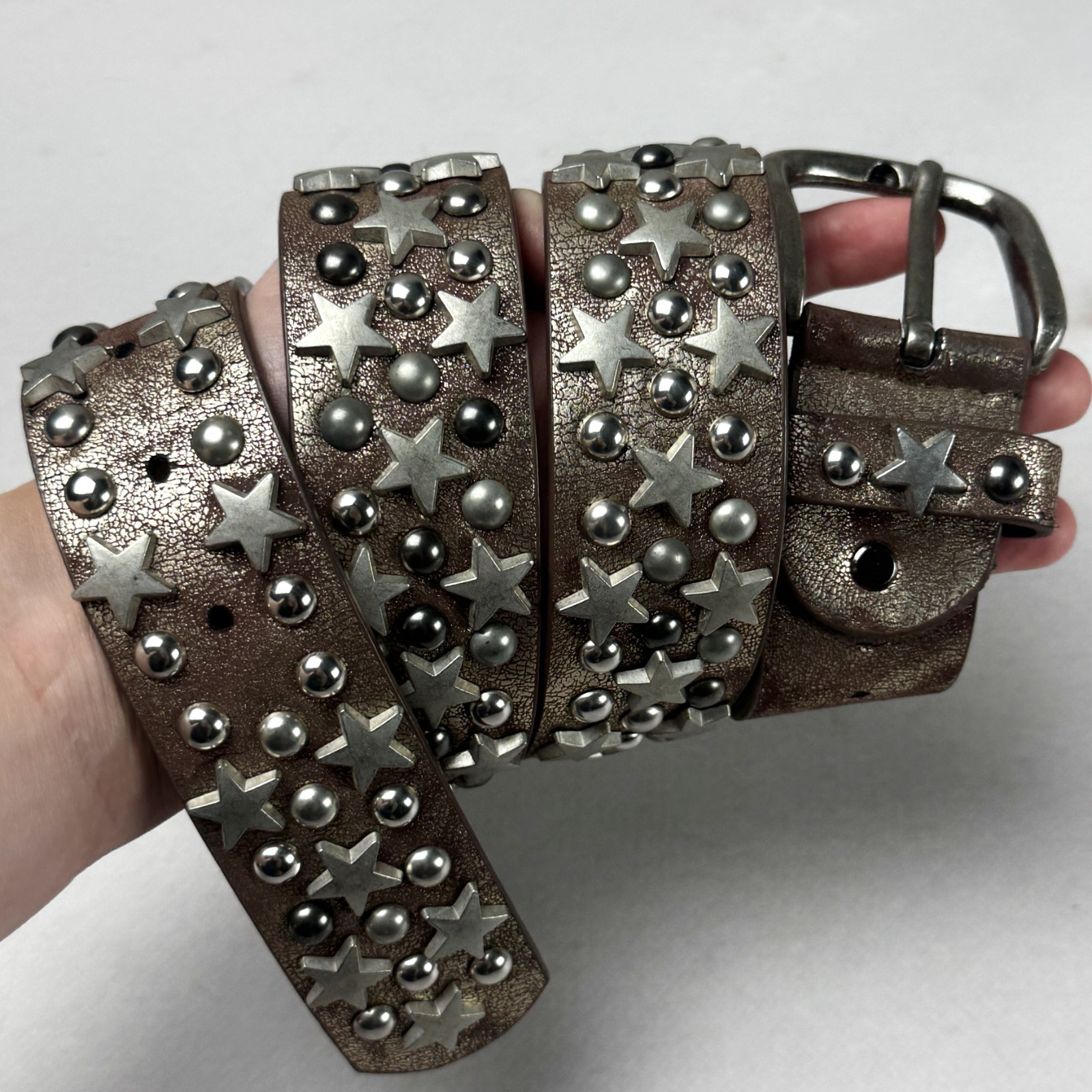 Y2K Genuine Leather Studded Star Belt Punk Rock Y2K Gothic Biker Unisex Vintage