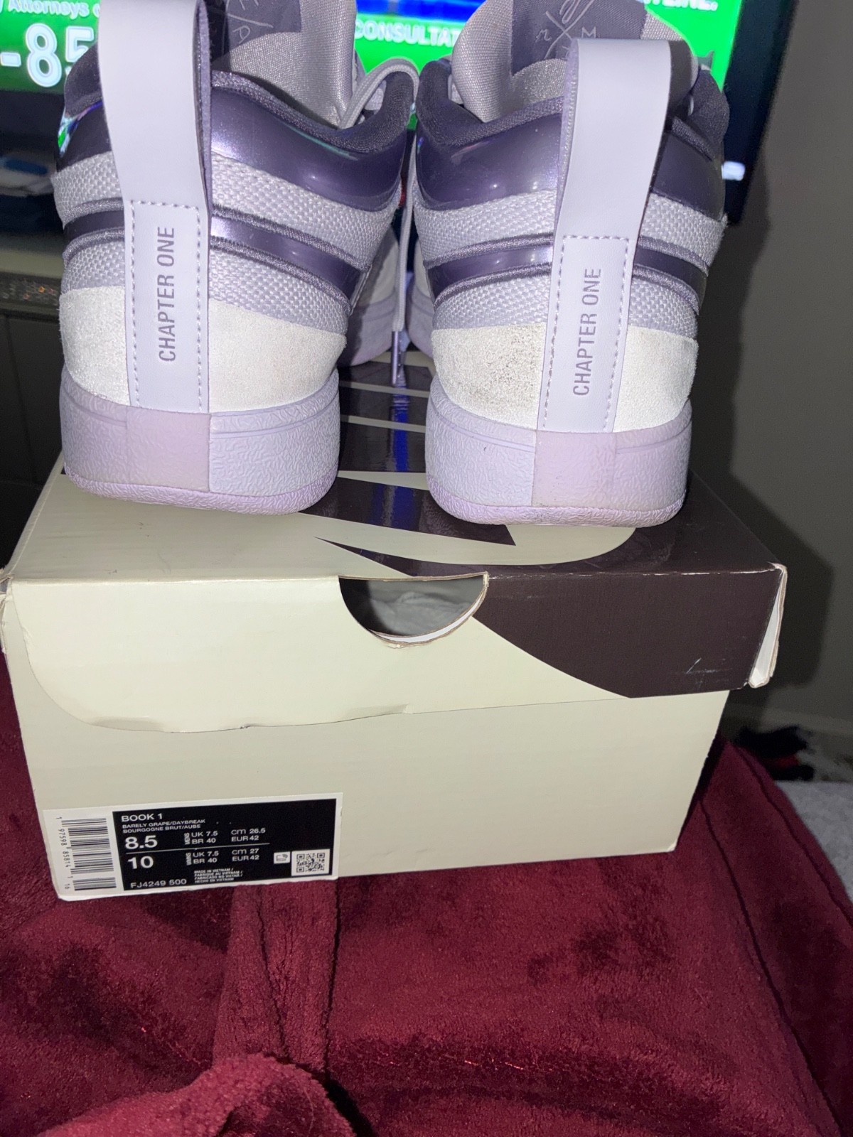 Size 8.5 – Nike Book 1 Sun Bleached barley purple