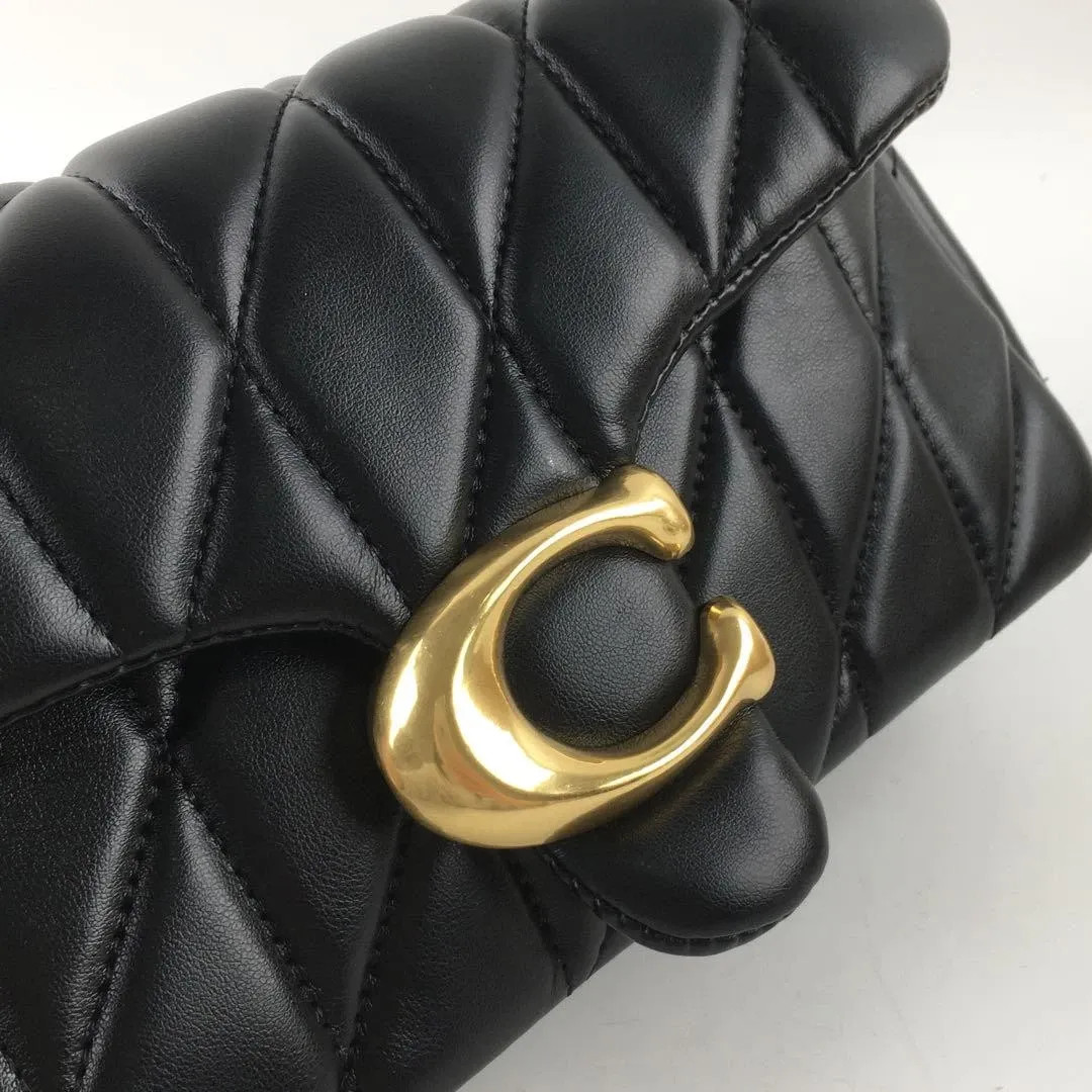 COACH CP150 Tabby 26 Quilted Shoulder Bag Leather Black Silver NEW Outlet