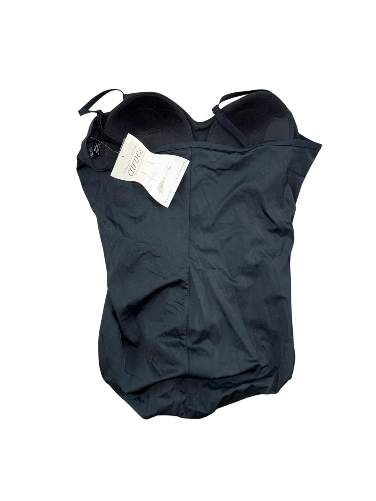 Embrace Your Curves by Miracle Brands 3X 24W-26W Black 1 Piece Swimsuit New