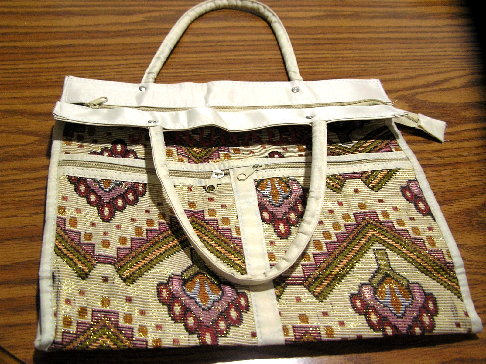 Embroidered “Jerusalem” Tapestry Tote Featuring Geometric Anatolian Patterns