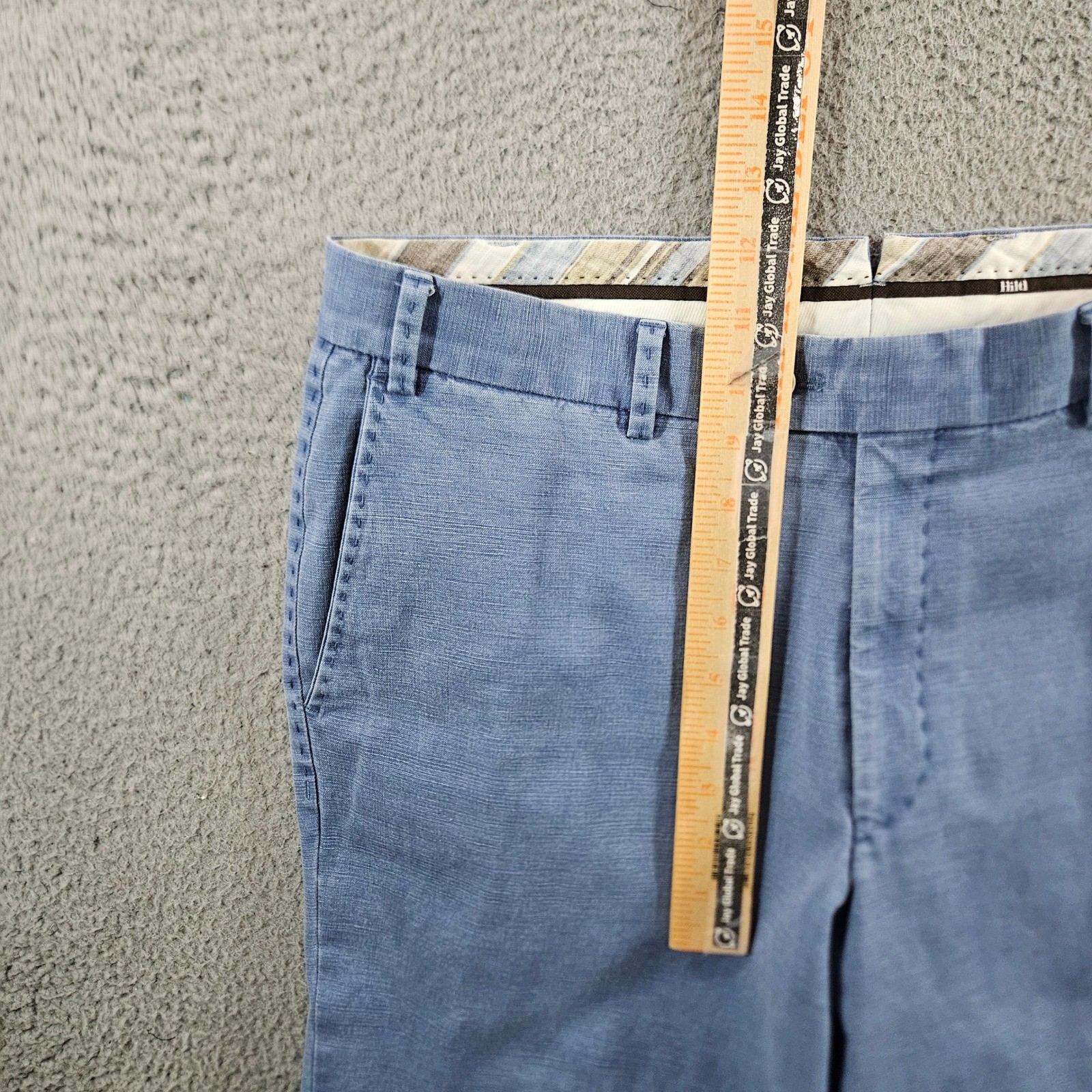 Hiltl Darby-So Mens Blue Cotton Linen Blend Trousers Made in Germany 33×31