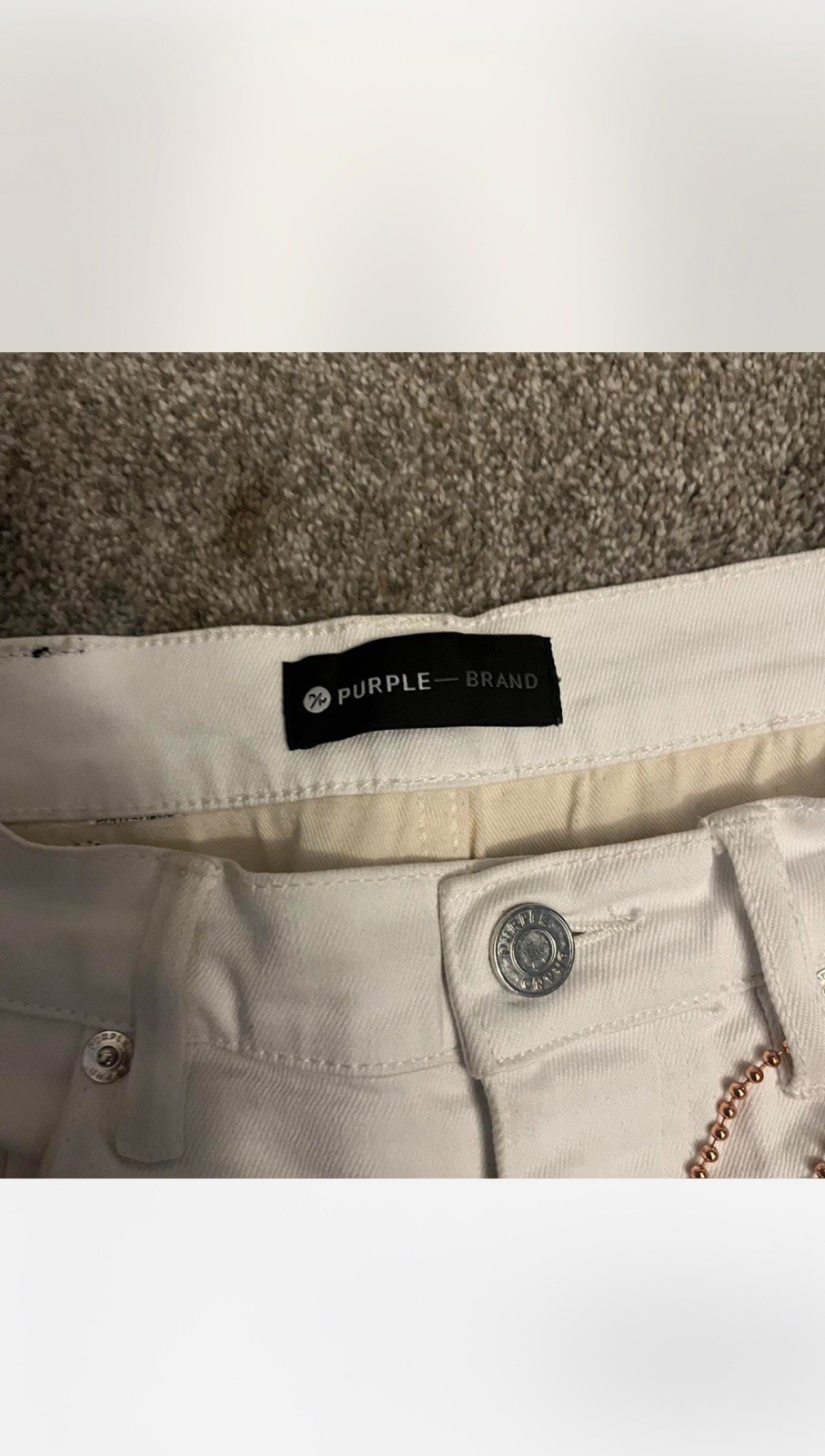 Purple Brand Men’s White Paint Splatter Distressed Skinny Slim Fit Jeans 28