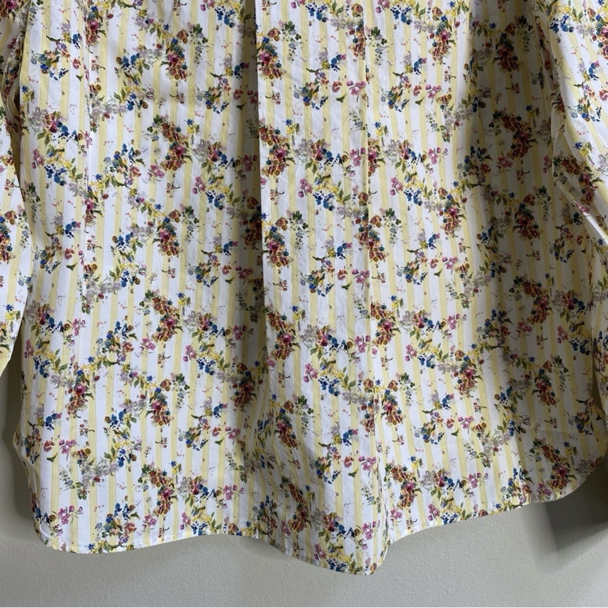NWT Frank & Eileen Yellow Stripe Floral Button-Up Shirt