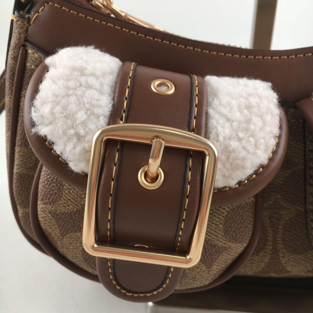 COACH Ashton Baguette Bag In Signature Canvas Tan/Natural CY658 Outlet