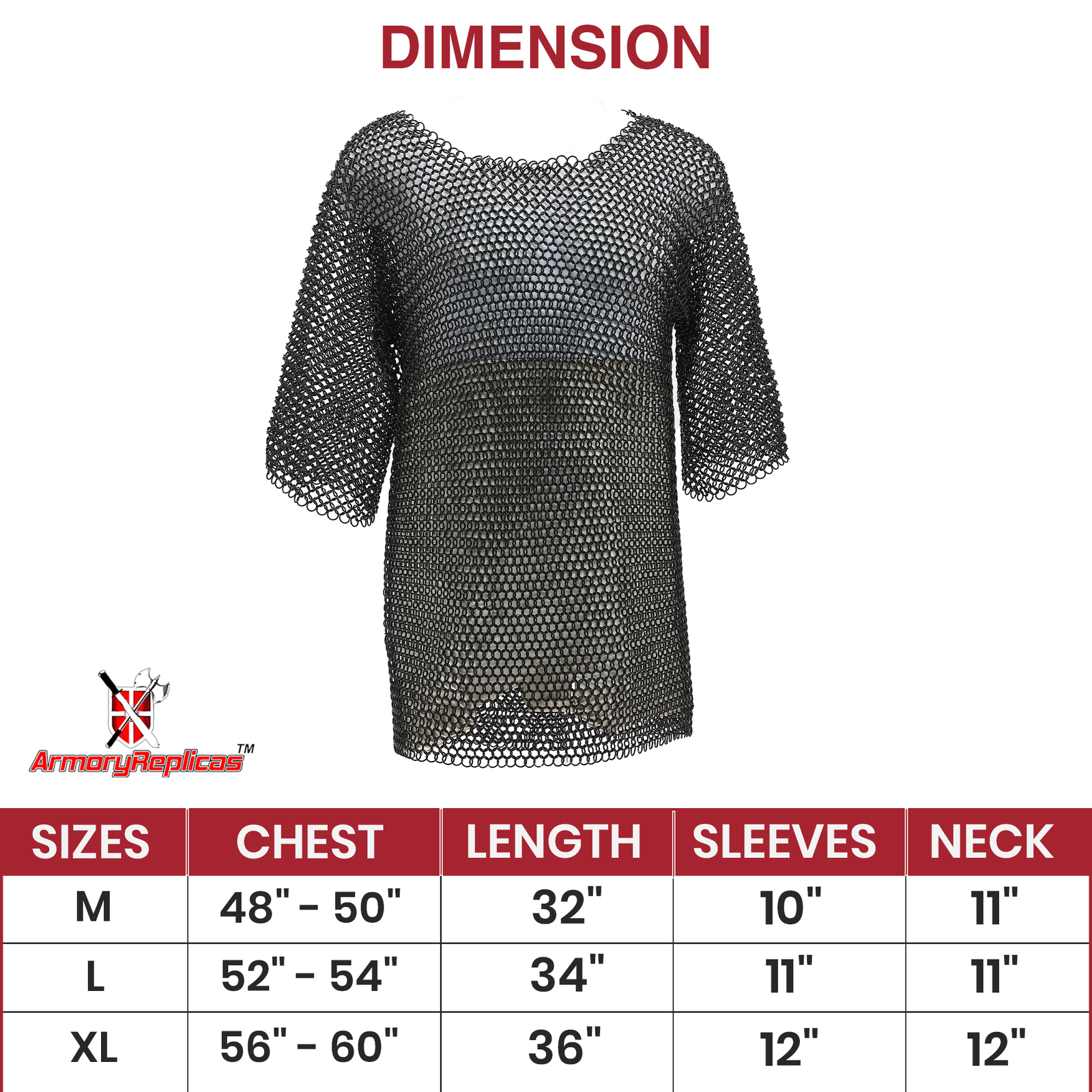 MEDIEVAL CHAINMAIL LONG SHIRT HAUBERGEON CHAIN MAIL ARMOR BUTTED REENACTMENT