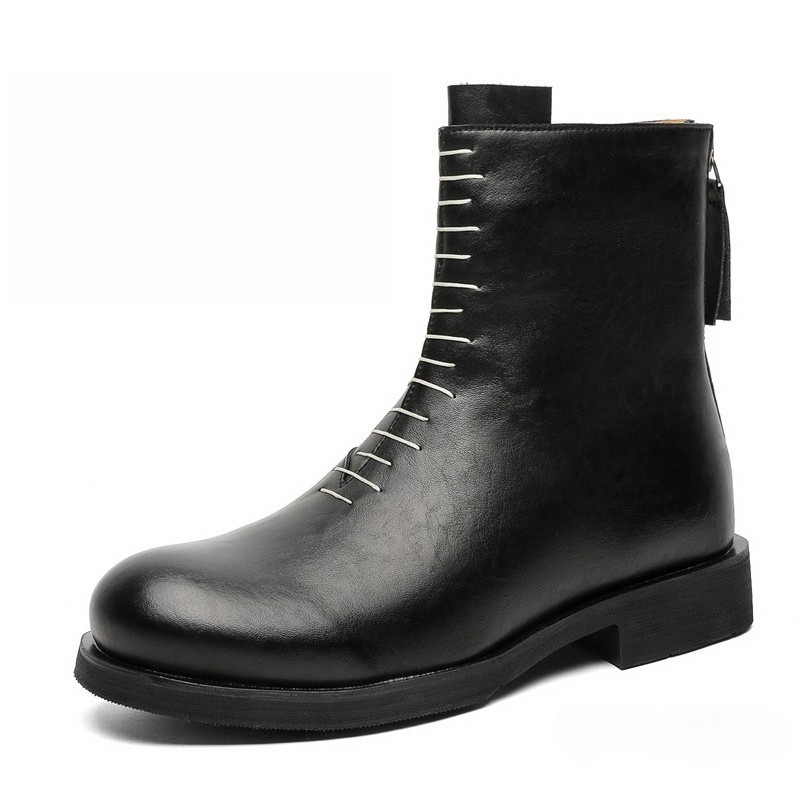 Men’s Faux Leather High Top Ankle Boots Zip Chukka Shoes High Top Cargo Britain