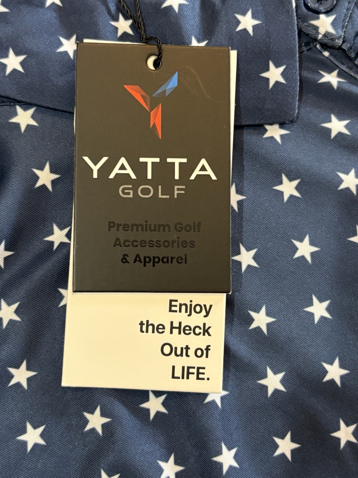 Golf Polo Shirt Stars Print Patriotic Mens XL & XXL Navy Blue July 4th NWT Gift
