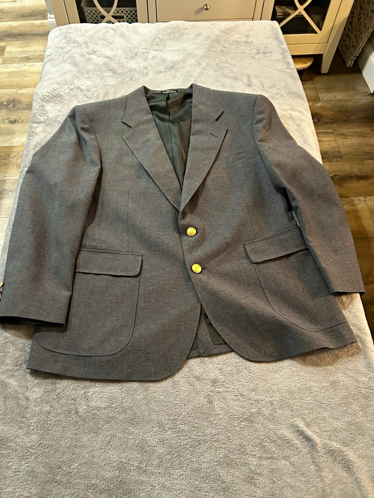 David Taylor Men’s Gray Solid Single-Breasted 2-Button Notch Lapel Jacket