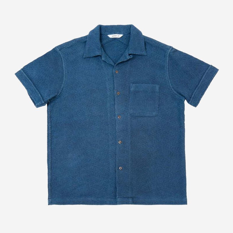 3sixteen Vacation Collar Shirt Overdyed – M – Indigo Overdyed Jacquard