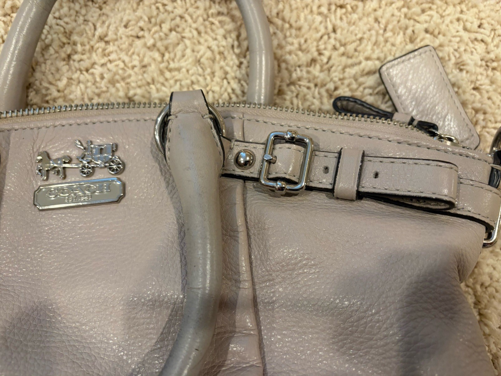 COACH MADISON SOPHIA in Bone, ITALIAN PEBBLED LEATHER SATCHEL. Very Nice